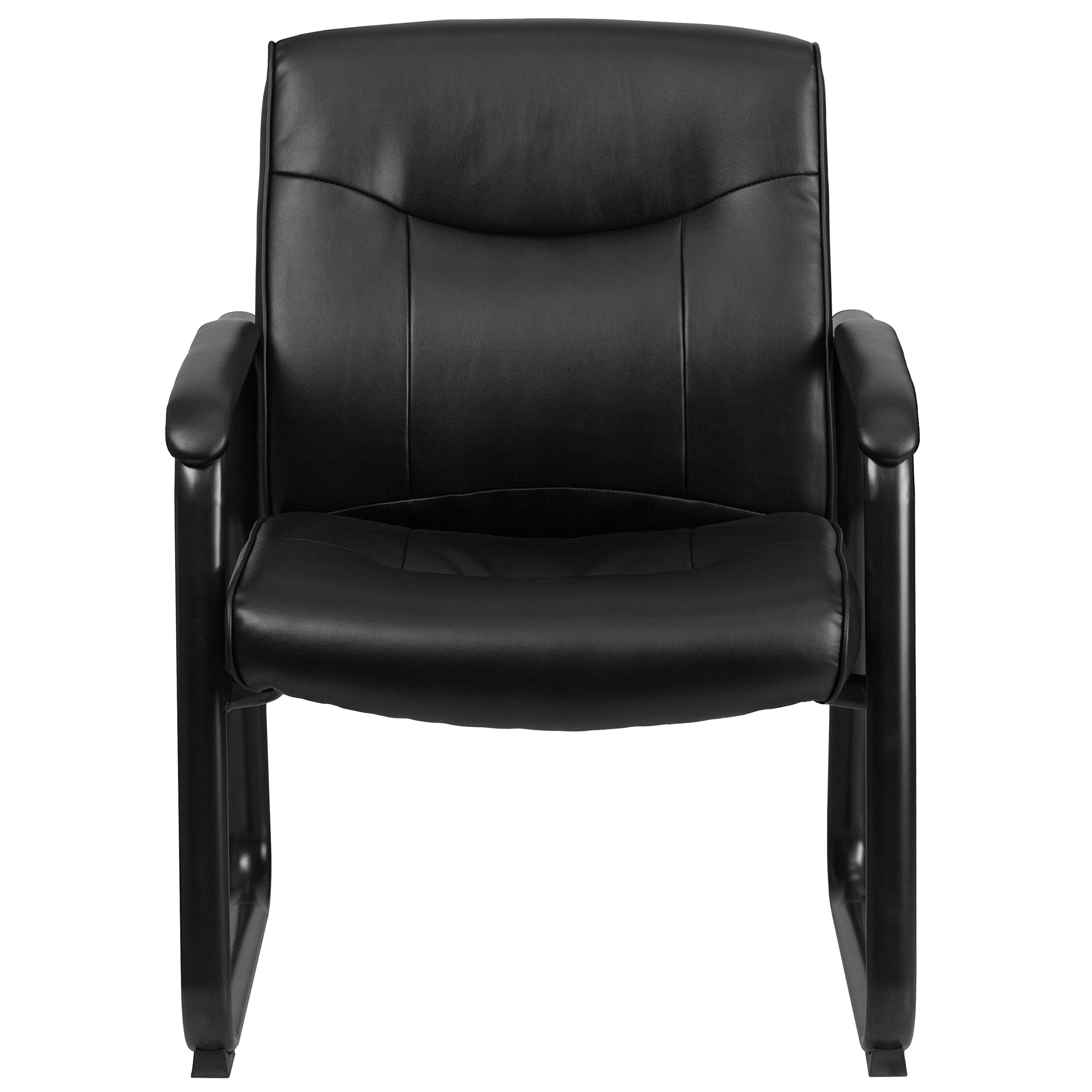Flash Furniture Hercules Big and Tall Chefsessel für den Empfang mit Kufengestell, Leder, Metall, Schwarz, 75,6 x 62,9 x 44,5 cm
