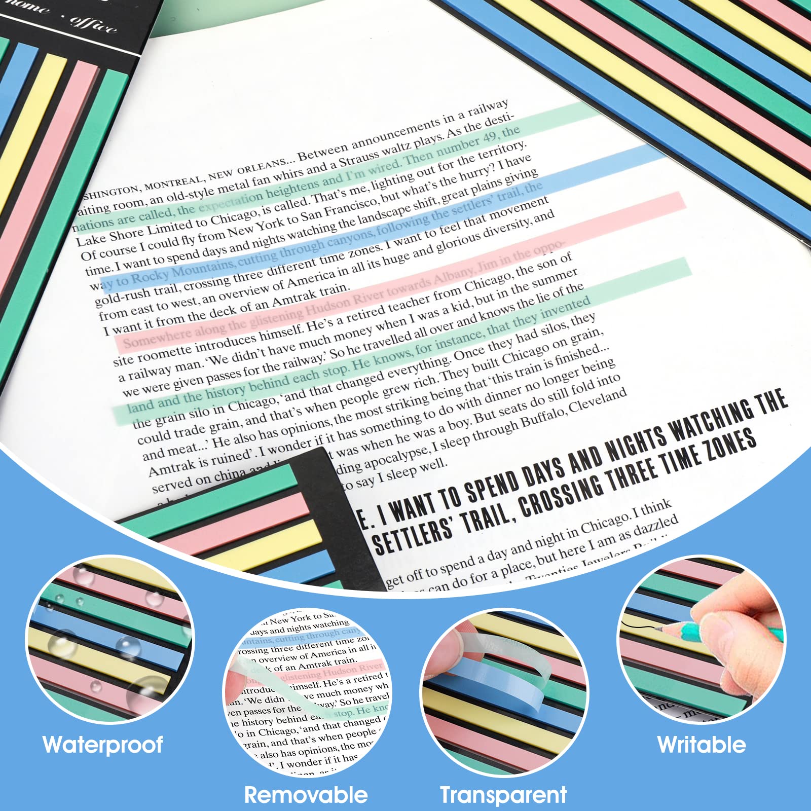 Lifestyle Transparent Long Page Neon Highlighter Strips Sticky Index Tabs Multicolor 160 Sheets I473188920 - View #11