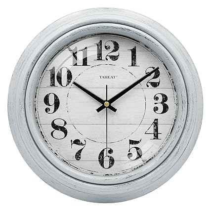 TAHEAT 10 Inch Small Wall Clocks Battery Operated, Vintage Retro Blue Silent Non Ticking Minimalist Bathroom TAHEAT 10 Inch Small Wall Clocks Battery Operated, Vintage Retro Blue Silent Non Ticking Minimalist