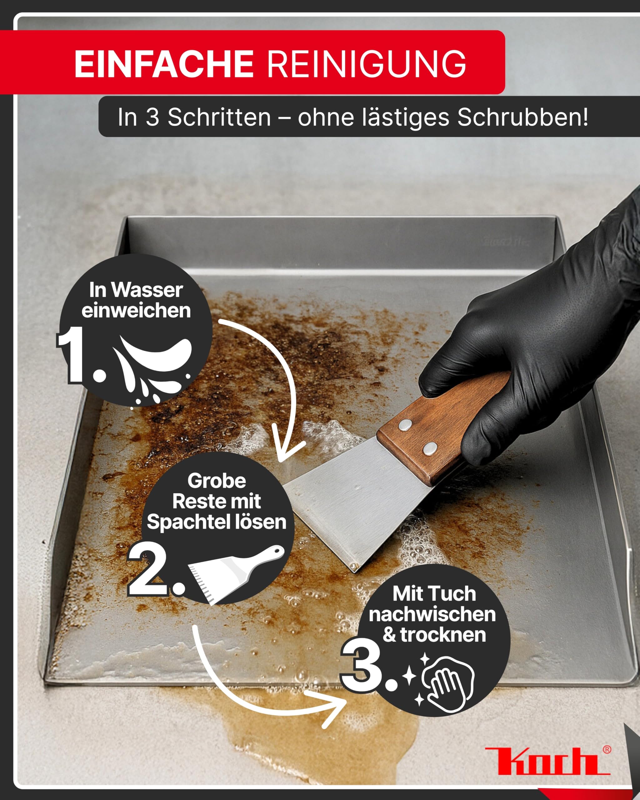 Koch Universal Grillplatte aus 100% Edelstahl - 30 x 30 x 3,5cm - Plancha für alle Grillarten - Gleichmäßige Hitzeverteilung & auslaufsichere Ecke - Rostfrei & bis zu 500°C hitzebeständig #54