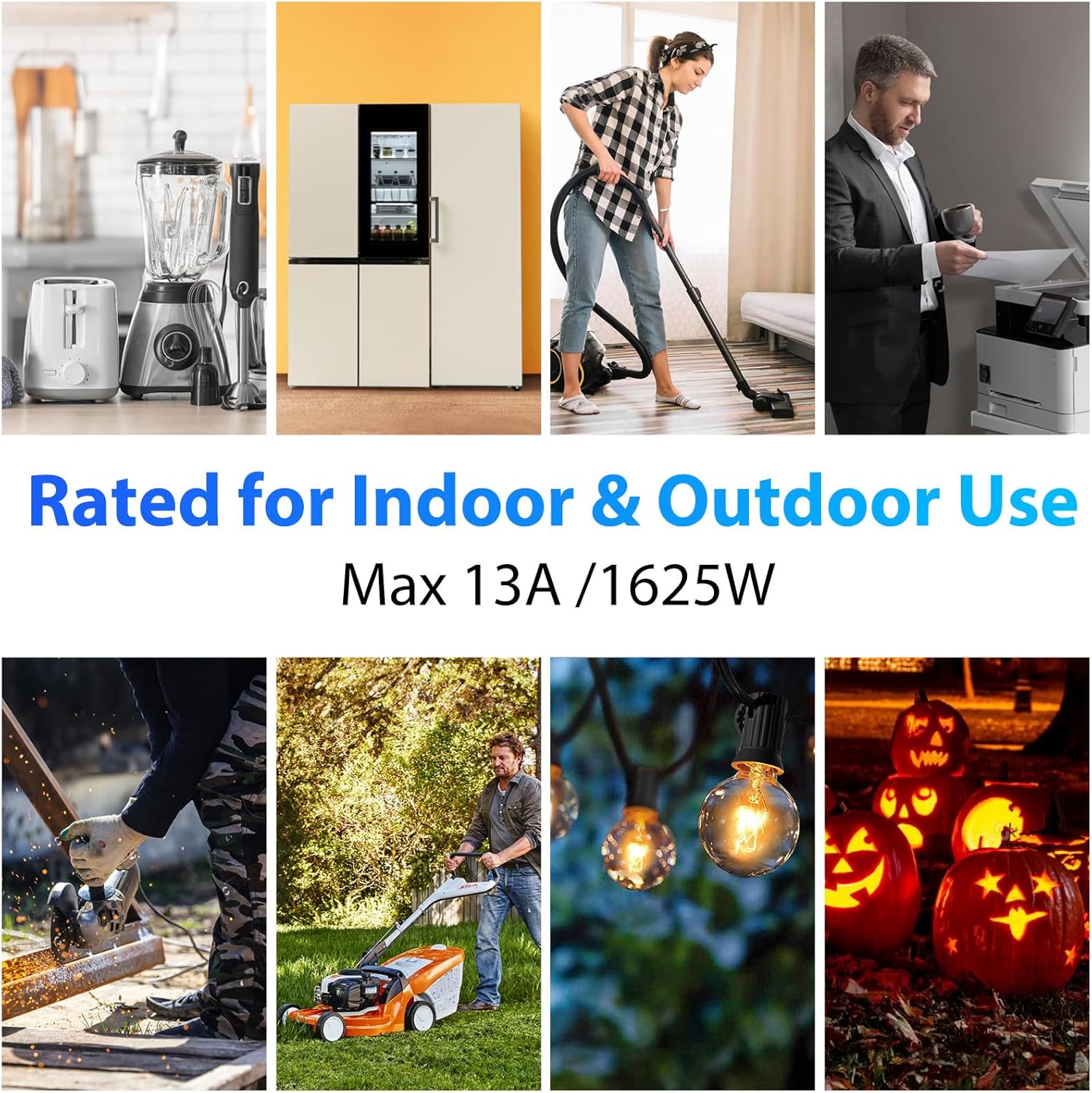 K KASONIC - 46FT Halloween Outdoor Extension Cord 1 to 4 Splitter + 24 Hour Outdoor Stake Timer