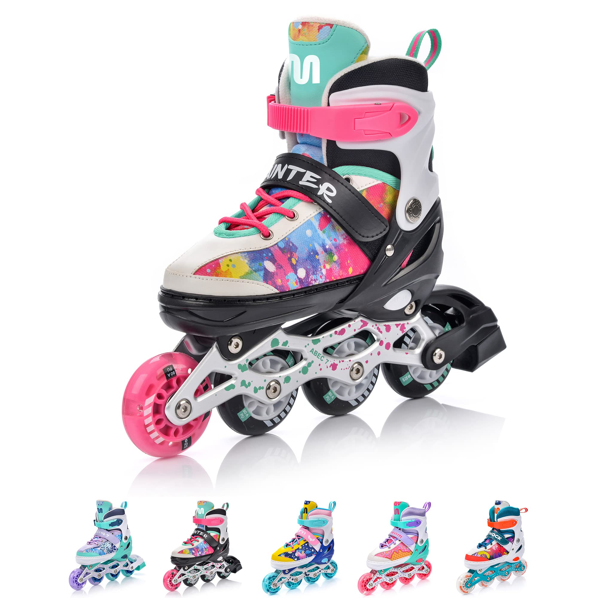 Inline Skates 4in1 Children's Kids Inliners Roller Skates Rollers Quad Skates Carbon Children's Inline Skates Adjustable Shoe Big Wheels