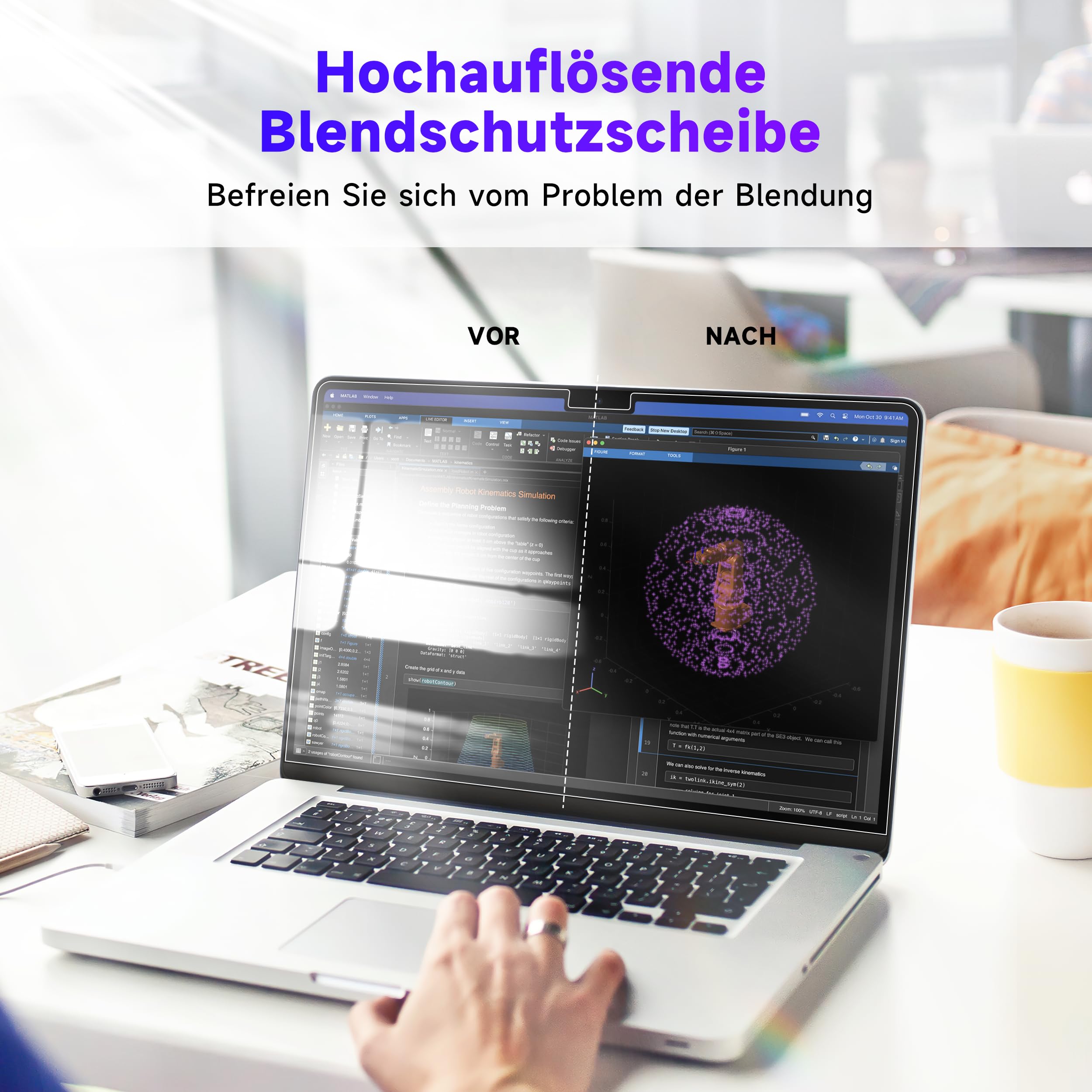 Confezione da 2 pellicole protettive per display per MacBook Pro 16 pollici (2021-2023, M1, M2) A2485/A2780, antiriflesso, protezione per gli occhi, schermo ad alta risoluzione per Mac Laptop da 16