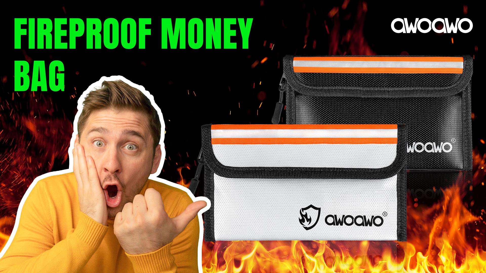 Borsa Ignifuga Per Contanti E Documenti - 2 Pezzi Argentati Con Strisce Riflettenti 20x13 Cm - Foto 9