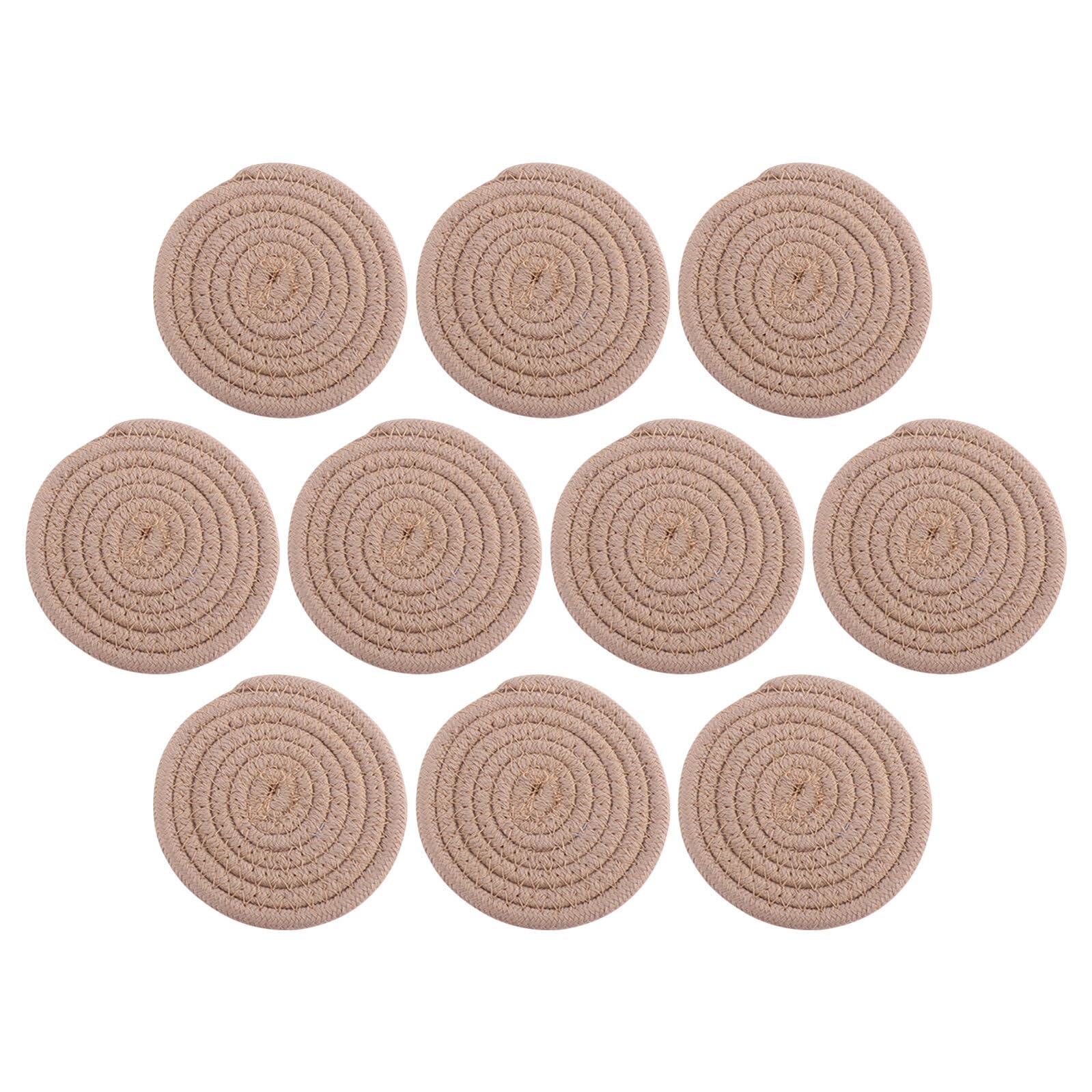 Dessous de corde tissée main rond protège table bois contre chaleur tasses