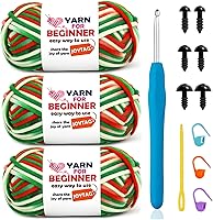 Vista 25 de Hilo de Ganchillo para Principiantes Verde Manzana Hilo de Algodón para Tejer y Tejido - Kit de Ganchillo para Principiantes - 3 * 50g