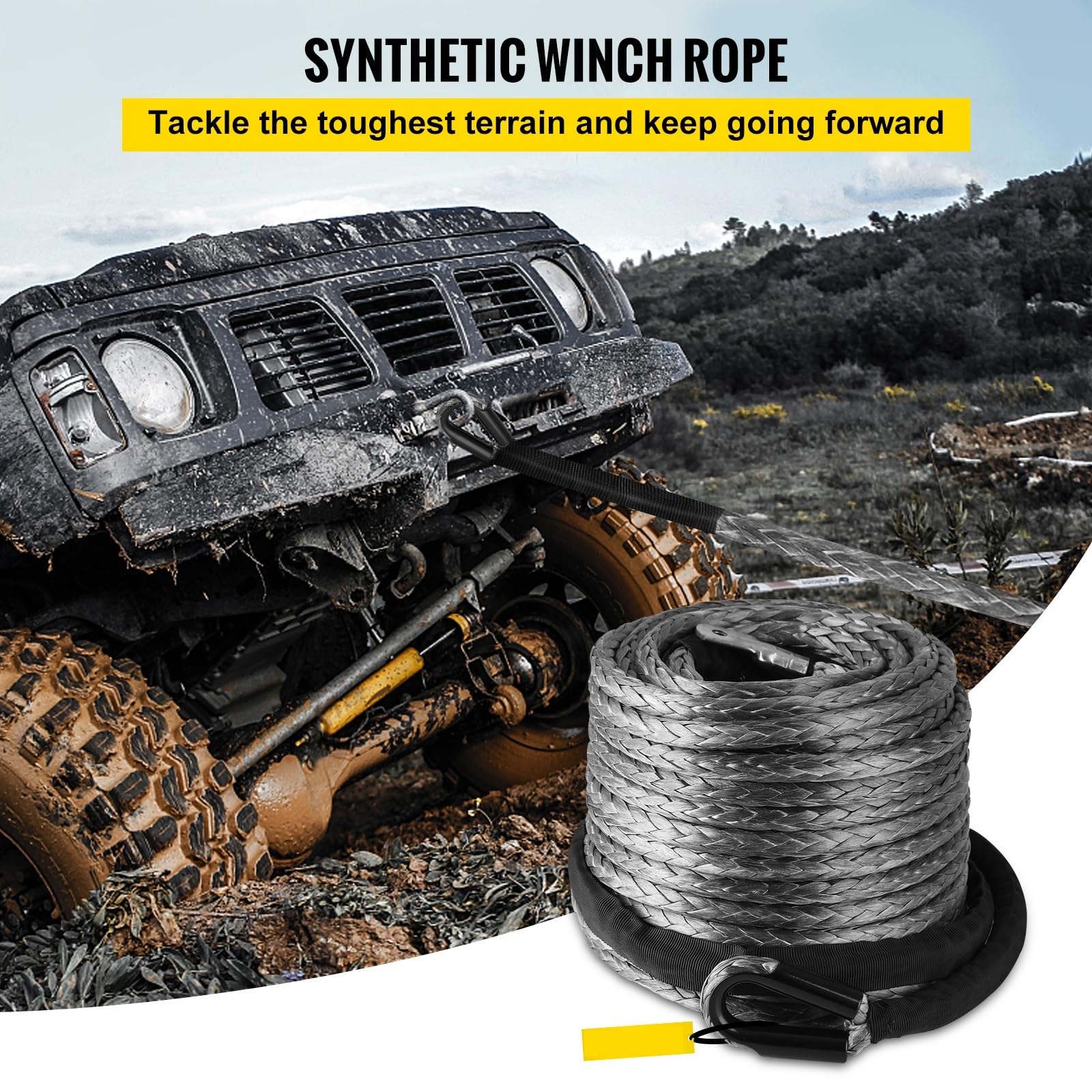 Syntetyczna Lina Wciągarki Samochód Holowniczy 4x4 Akcesoria Przyczepa Terenowa Pasek Wytrzymałość Na Zerwanie Maks. 20500LBS Dla Pojazdu ATV SUV Solidna I Niezawodna