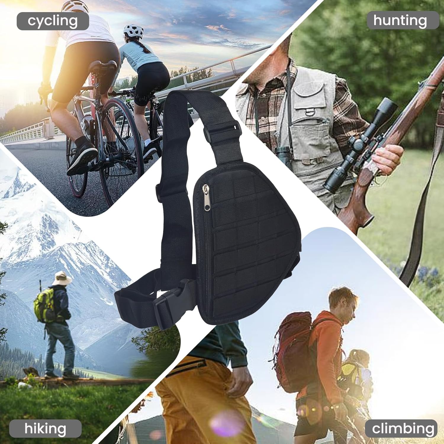 TWAYRDIO MOLLE Radio Tactical Chest Harness Pack, Multi-purpose Gear Carrier with Quick-release buckle and Adjustable Strap for Hiking, Cycling, Travel, Workouts, EDC - Image 7