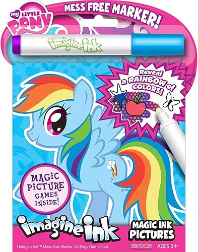 Miniatura 4 de My Little Pony Imagine Ink Coloring Super Set ~ Paquete con 3 libros para colorear de tinta MLP Imagine sin desorden para niños con calcomanías (Mi