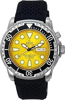 RATIO FreeDiver Helium-Safe Dive Watch Sapphire Crystal Automatic Diver Watch 1000M Water Resistant Diving Watch for Men