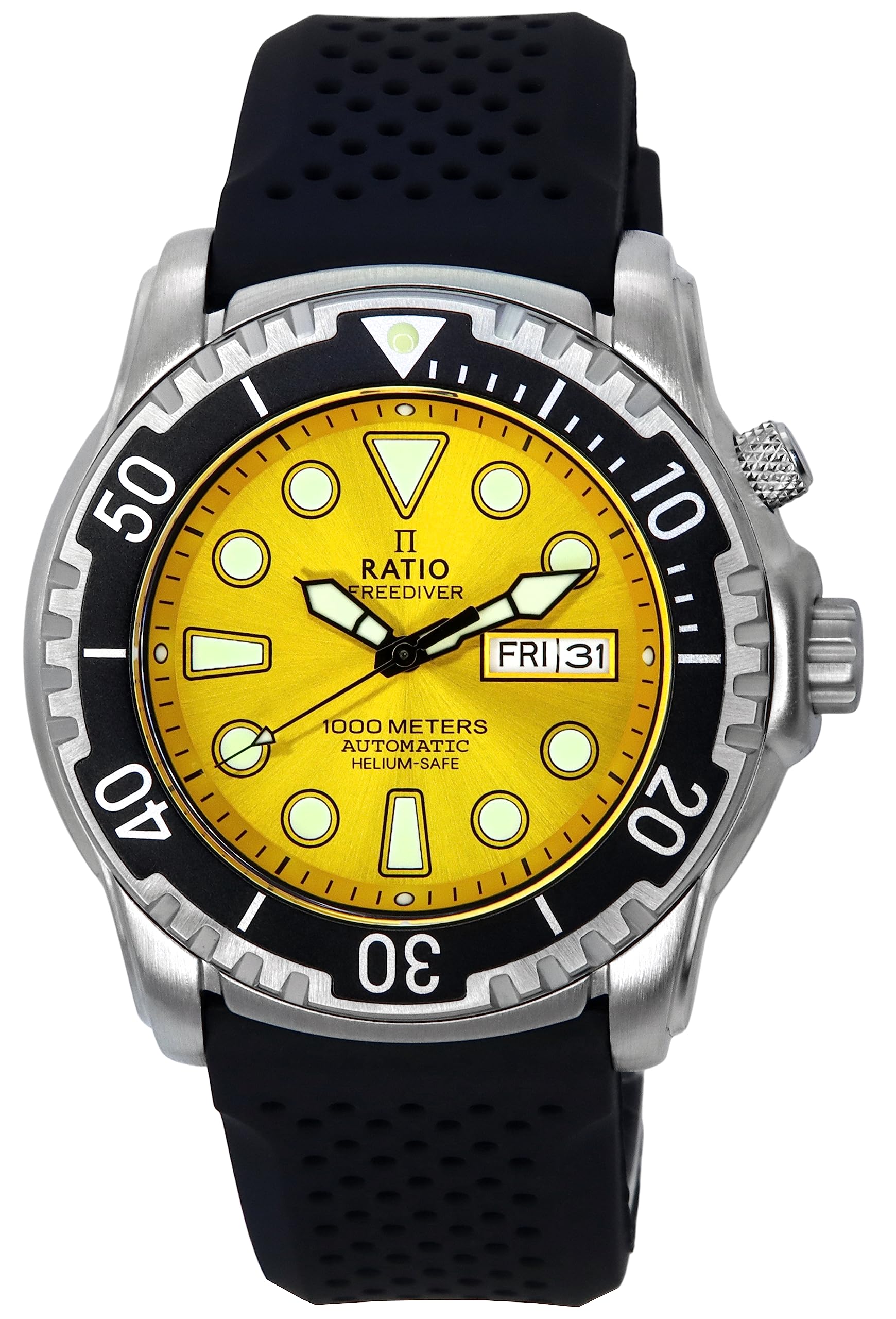 RATIO FreeDiver Helium-Safe Dive Watch Sapphire Crystal Automatic Diver Watch 1000M Water Resistant Diving Watch for Men