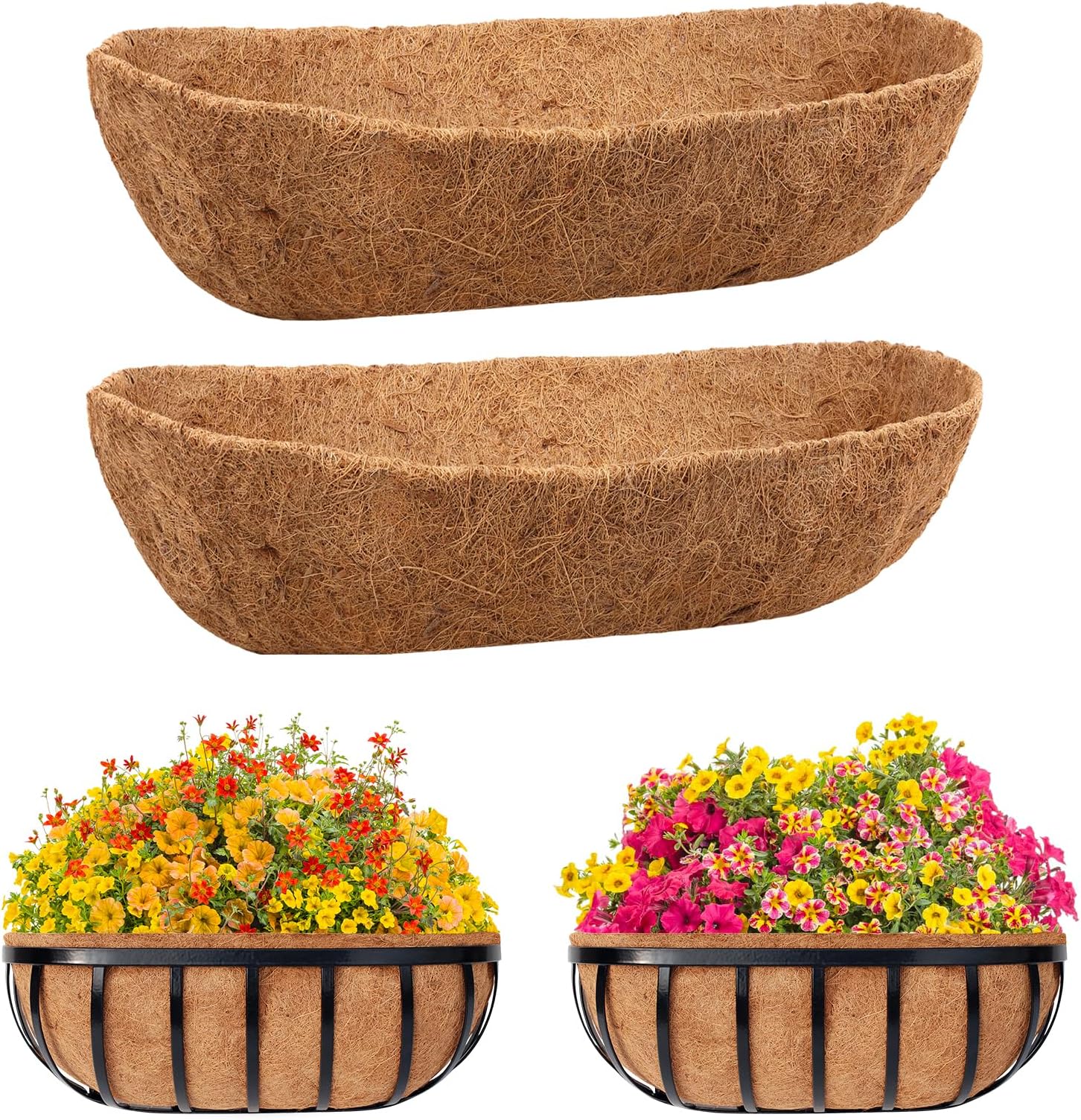 Riare 4 Pack 36 Inch Trough Coco Coir Liners for Planters