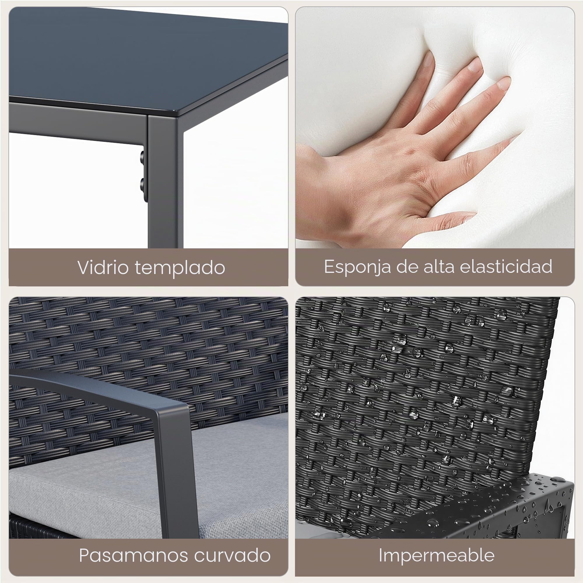 Xbro Conjunto de Bistró para Patio, 3 Piezas, Juego de 2 Sillas Mecedoras de Ratán con Mesa de Jardín, Muebles de Exterior para Terraza, Balcón y Porche