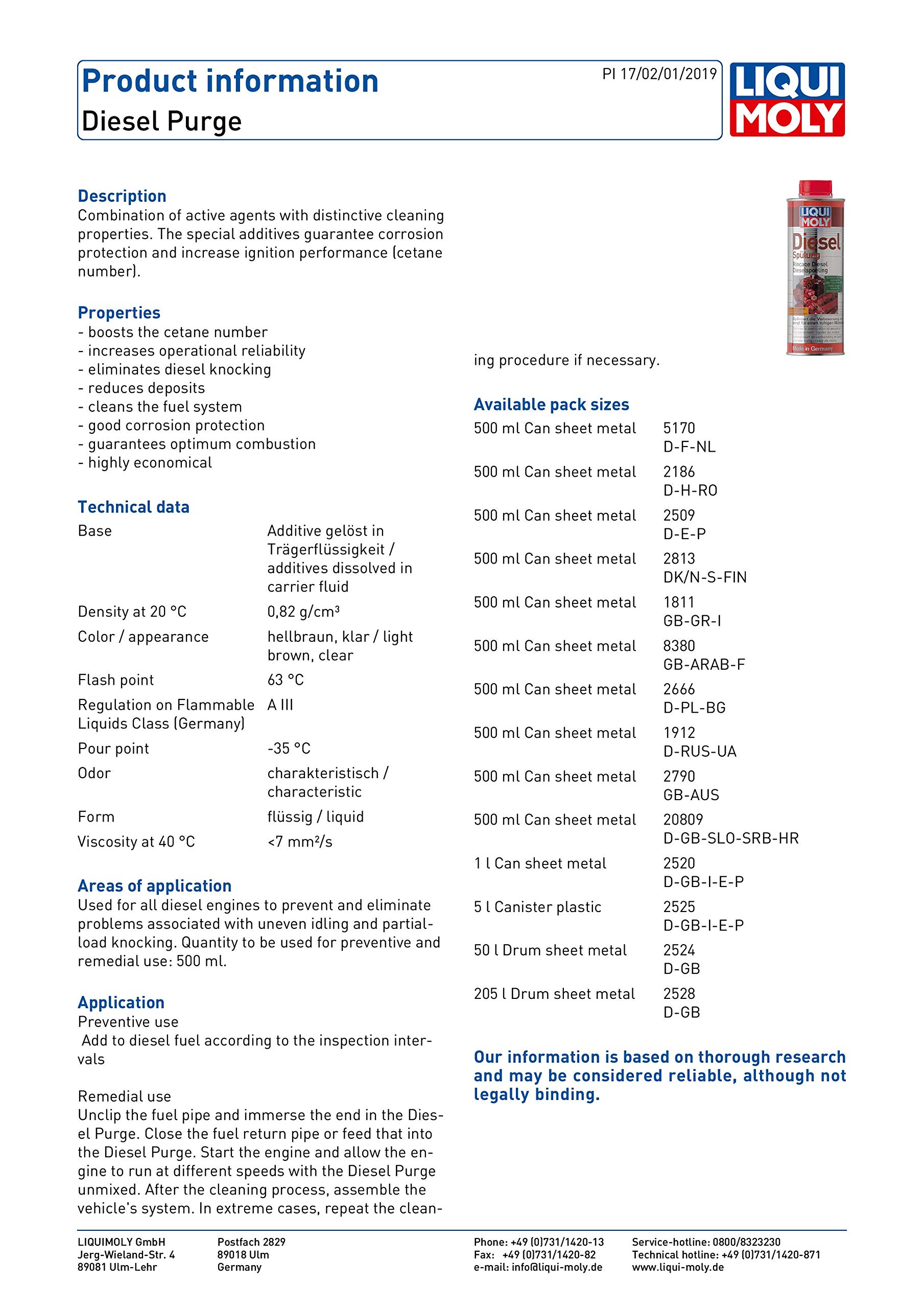 Liqui Moly 1682525 (1) Limpiador De Inyección Diésel 5L