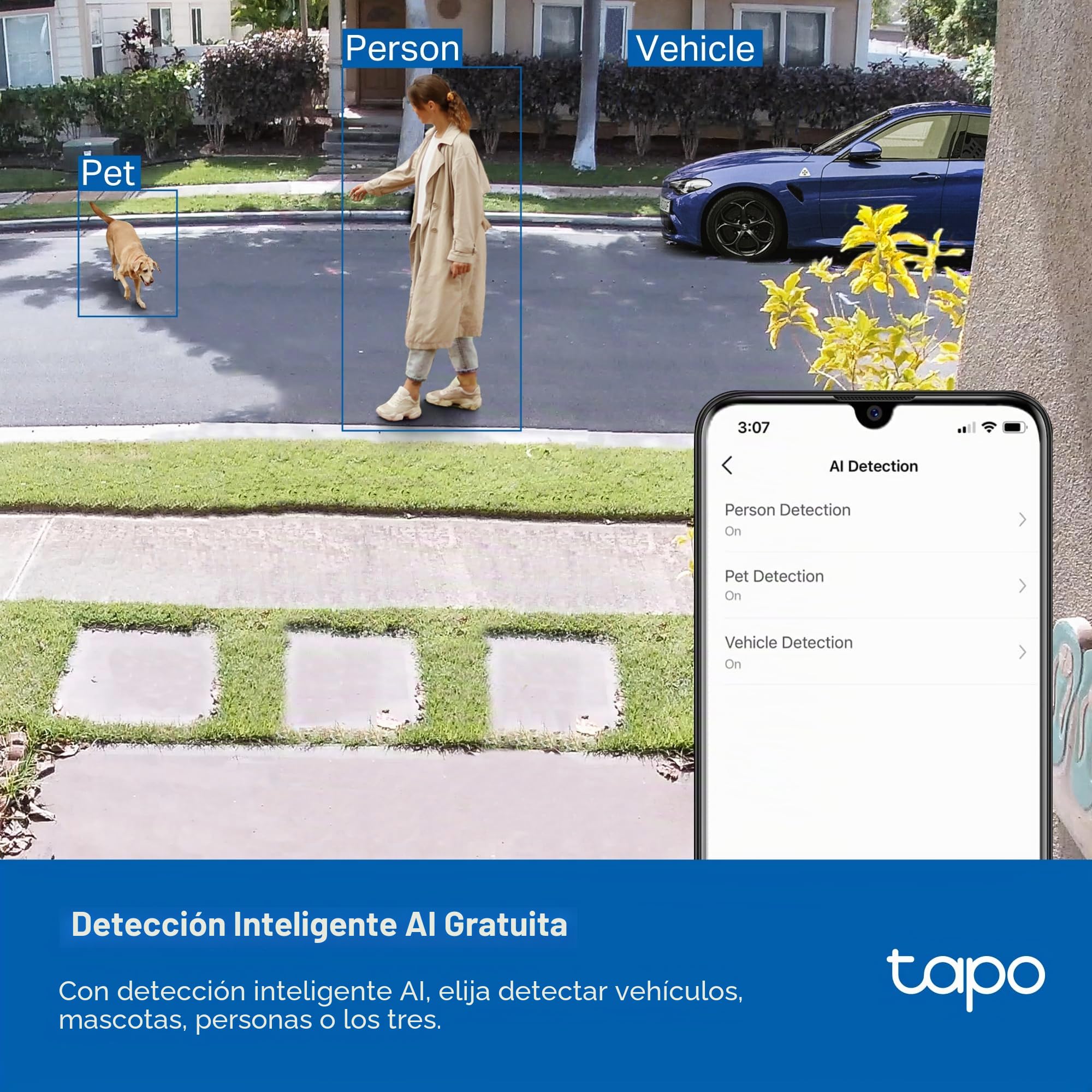 Tapo by TP-Link 2K QHD Cámara de Seguridad Interior/Exterior, visión Nocturna a Color, detección Gratuita de Personas/Mascotas/vehículos, Monitor de bebé, Almacenamiento Local/en la Nube, IP66, Doble