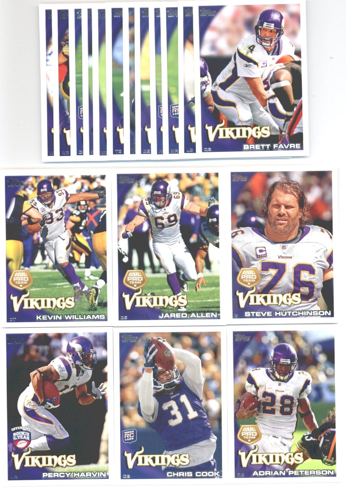 2010 Topps Minnesota Vikings Complete Team Set (18 Cards)