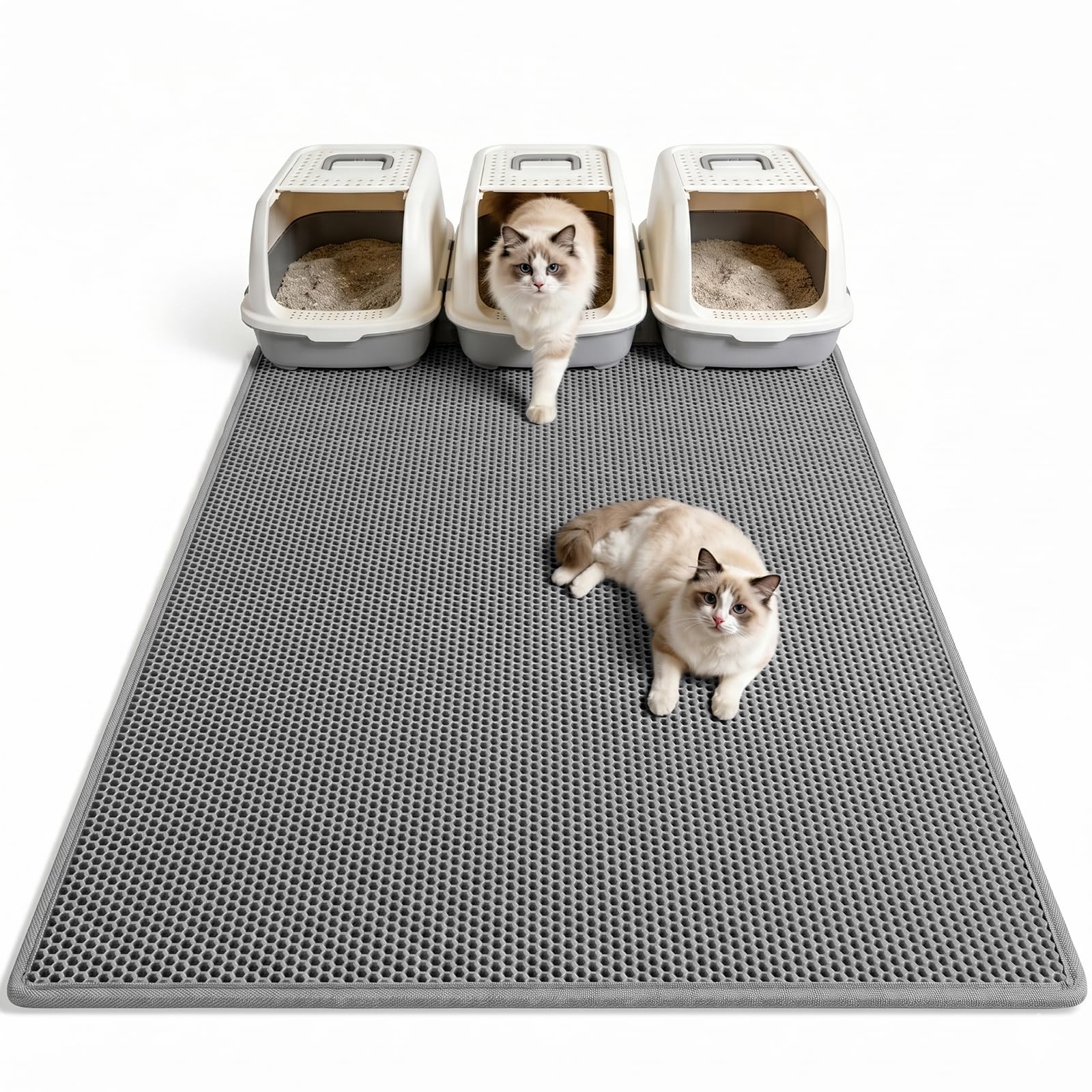 thin silicone cat litter mat low profile groove design waterproof non slip