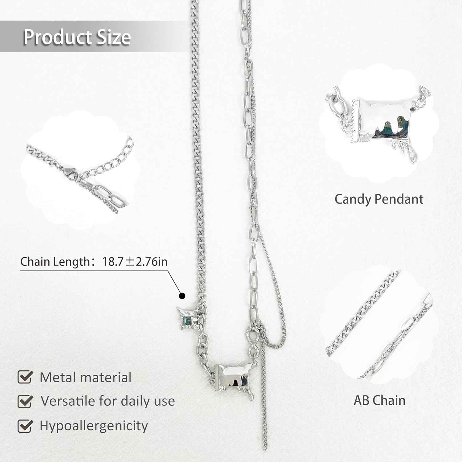 Y2k Irregular Necklace Star Pendant Moonlight Stone Fashion Collar Chain Design Spicy Silver Jewelry for Women - Image 2