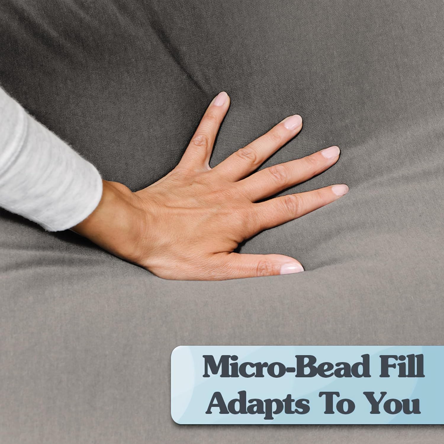 Yogibo Curve Roll Body Pillow, Multi-Purpose Cylinder Tube Shaped Long Round Contour Pillow for Side Sleeping, Pregnancy, Sitting, Filled with Soft Micro-Beads for Adults and Kids, Light Grey