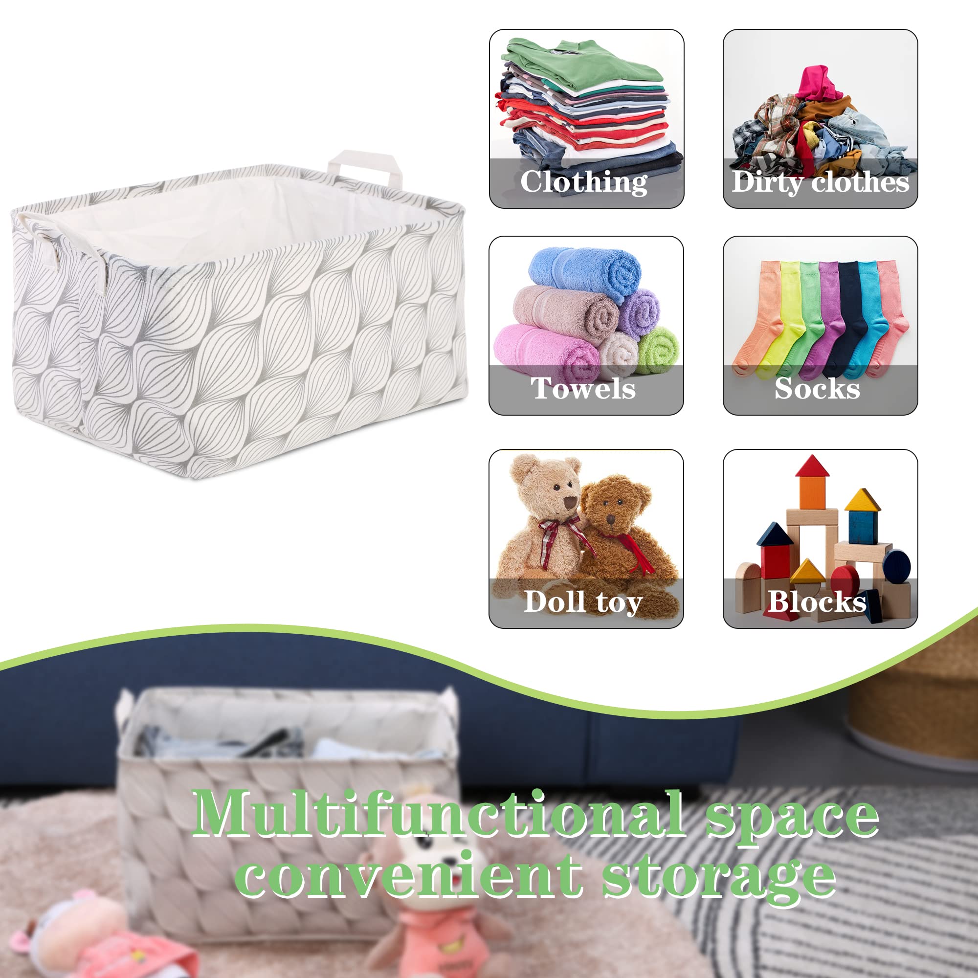 LessMo Cestini Portaoggetti Pieghevole con Coulisse e Manici, Impermeabile e antipolvere, Giocattoli Cestino portaoggetti, pour Essere posizionato in Bagno, Camera da Letto