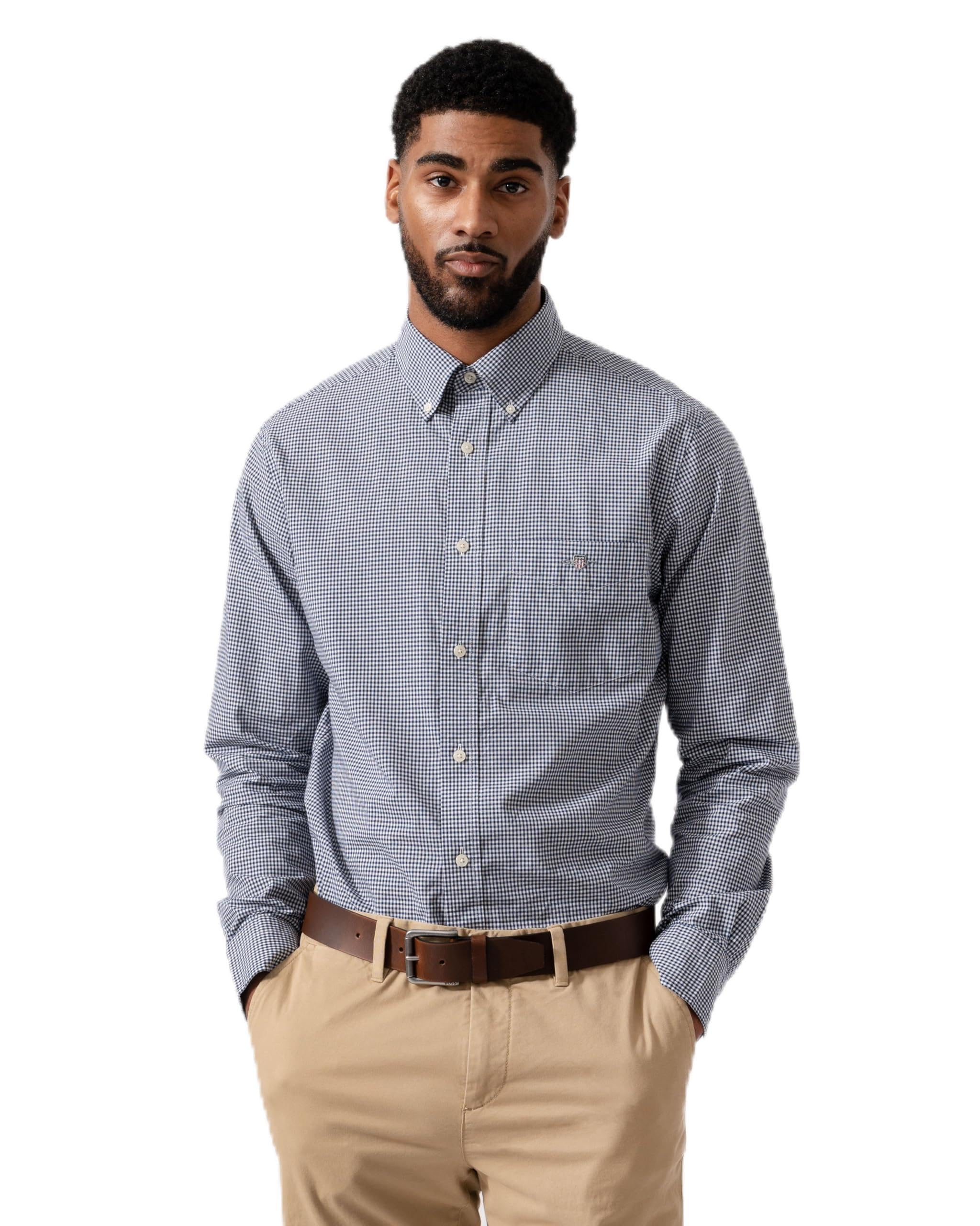 Gant Men's Blue Gingham Classic Poplin Shirt (Xxxl) Persian