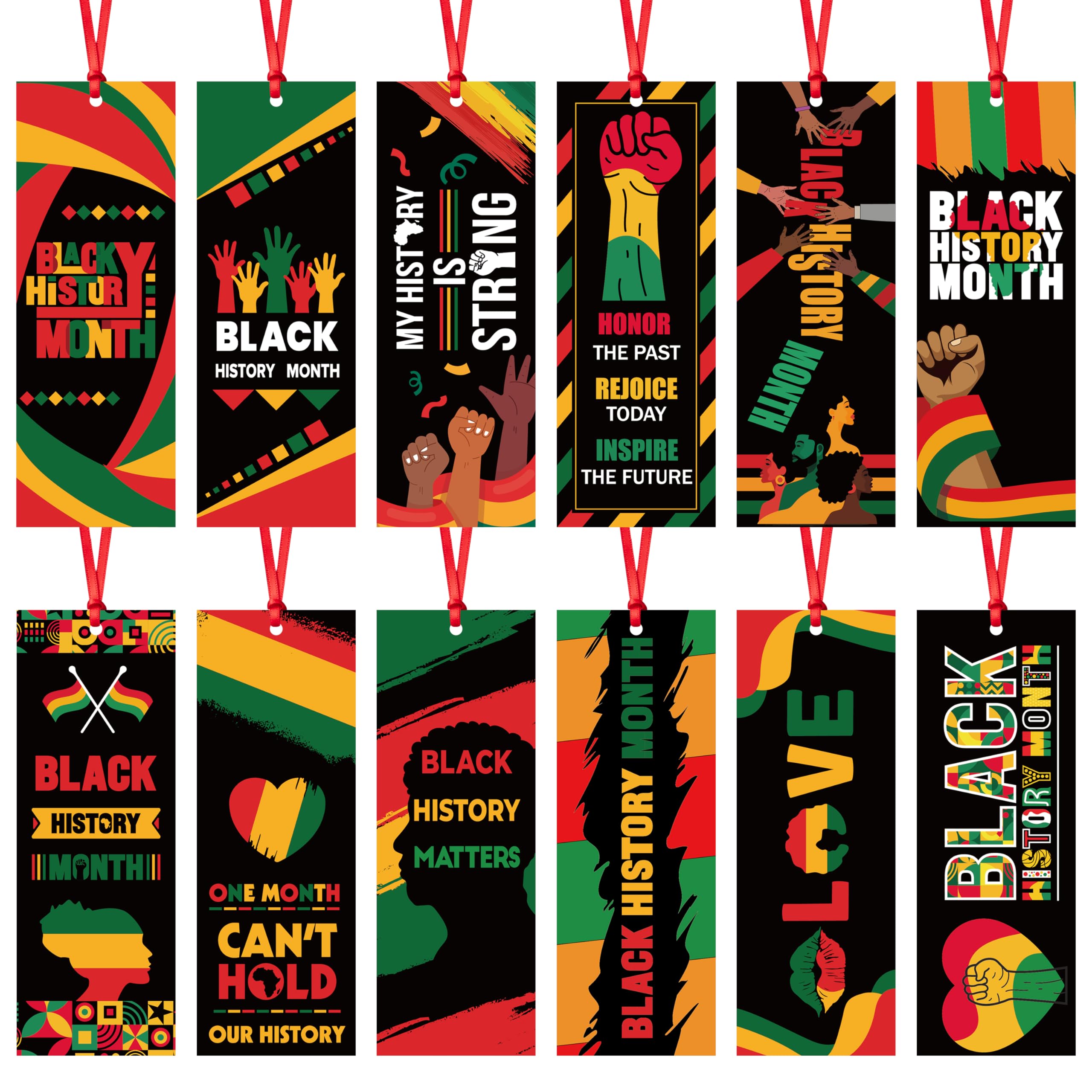 Haooryx Black History Month Bookmarks - 120Pcs Black History Matter Bookmark for Celebrate African American BHM Festival Decoration School