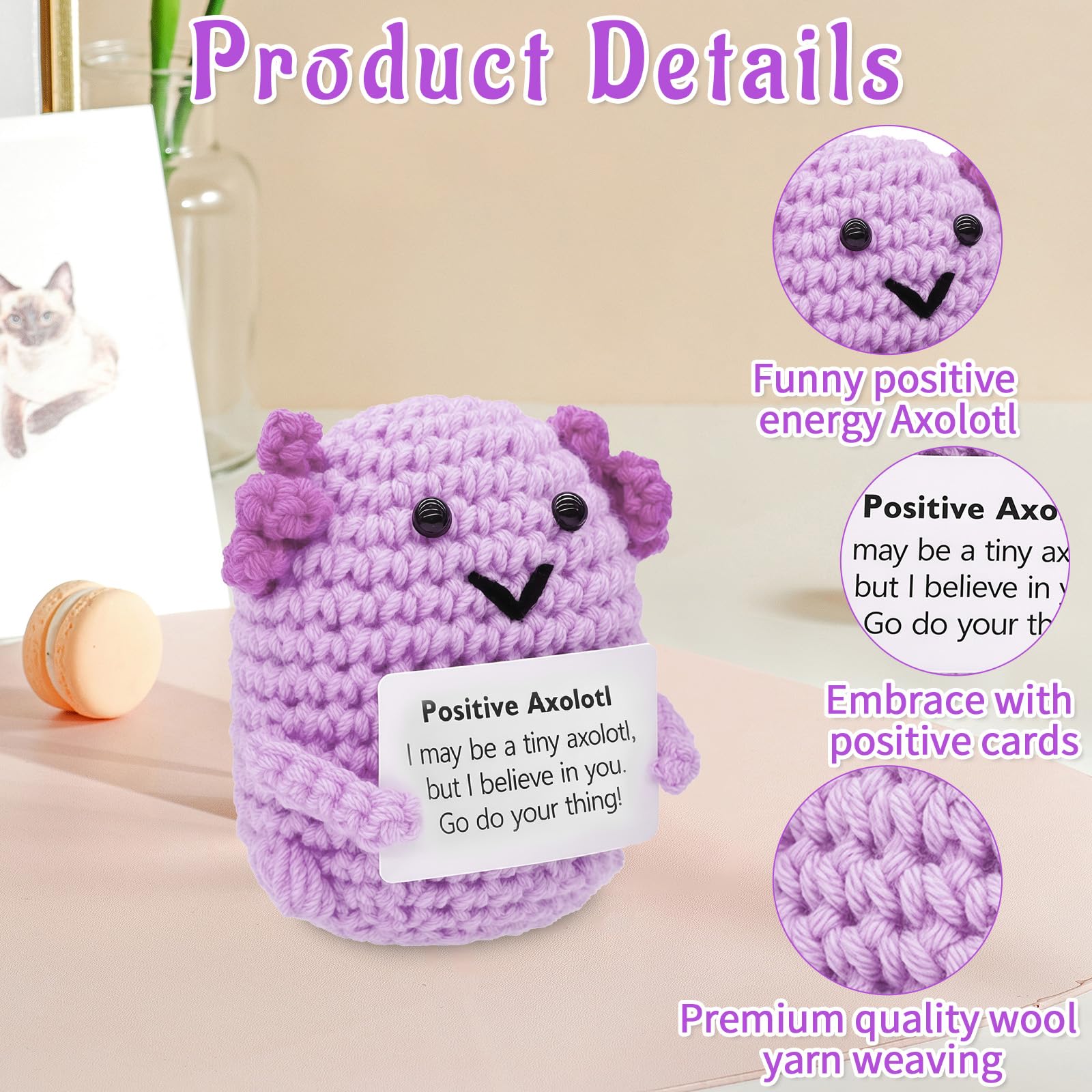 Positive Axolotl Crochet Emotional Support Crochet - Image 4