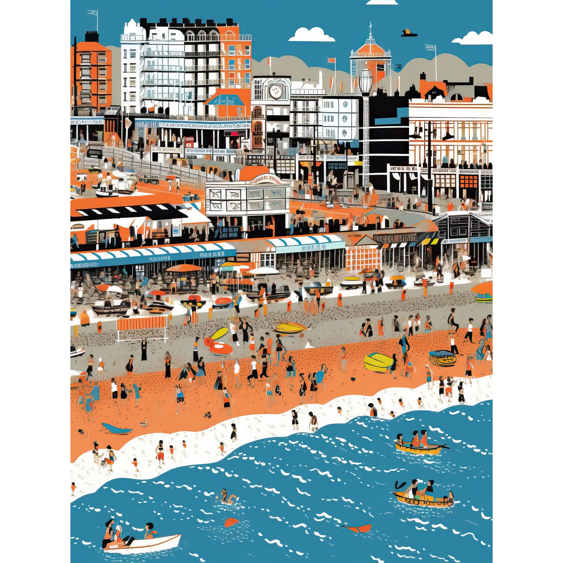 Artery8 Brighton Beach and Palace Pier Modern Abstract Large Wall Art Poster Print Thick Paper 18X24 Inch