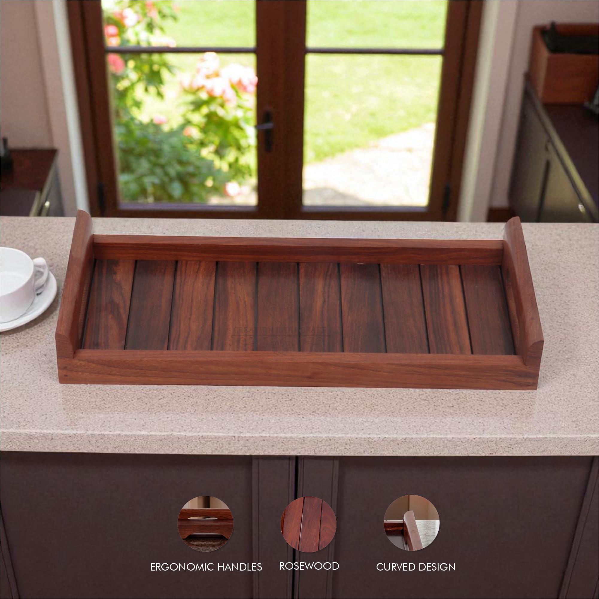 Vassoio da portata in legno, organizer da cucina, vassoio per colazione, vassoio per la colazione, vassoio per frutta per ospiti, ristorante, tavolo da pranzo, decorazione per