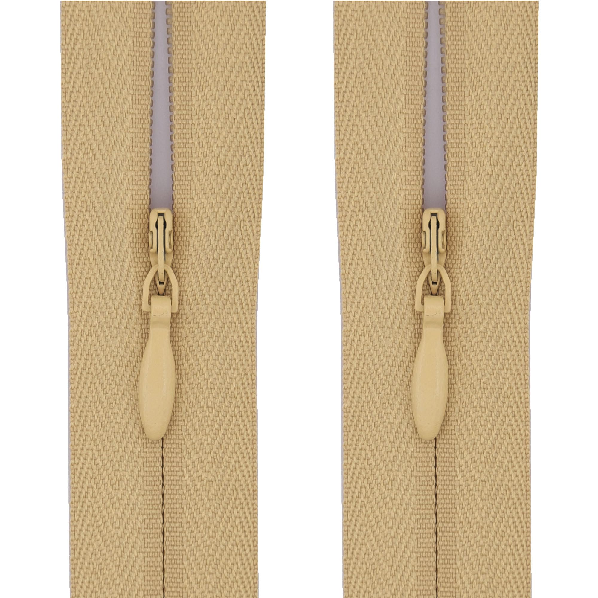 #3 Invisible Zips, 2 Pack, 12 Inch, Light Camel Beige