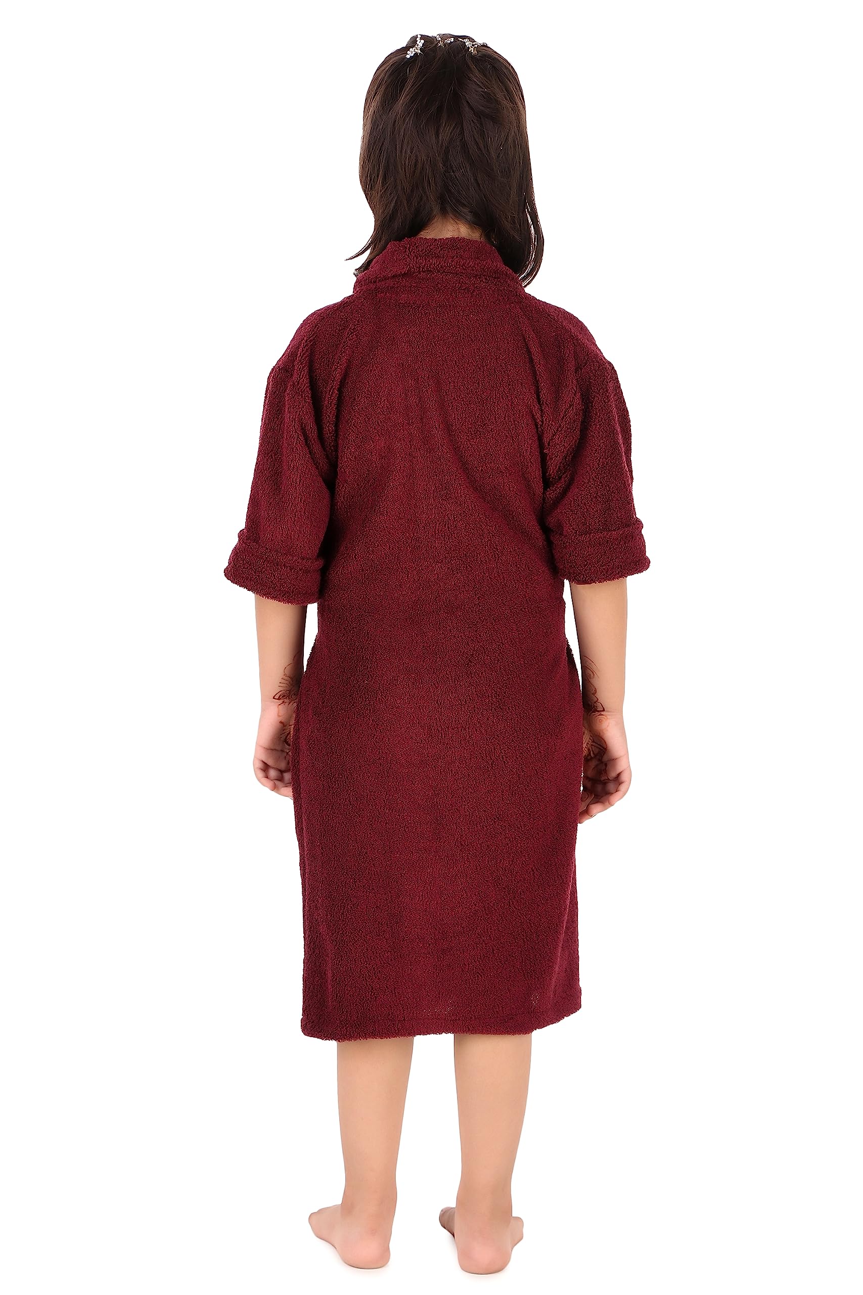 Comfortlooms Kids Bath Robe | Comfortable & Durable Cotton Bathrobe - Suitable for Birthday/Diwali/Christmas Return Gift Kids_Heavy_Collar_250_GSM_Maroon_34 1