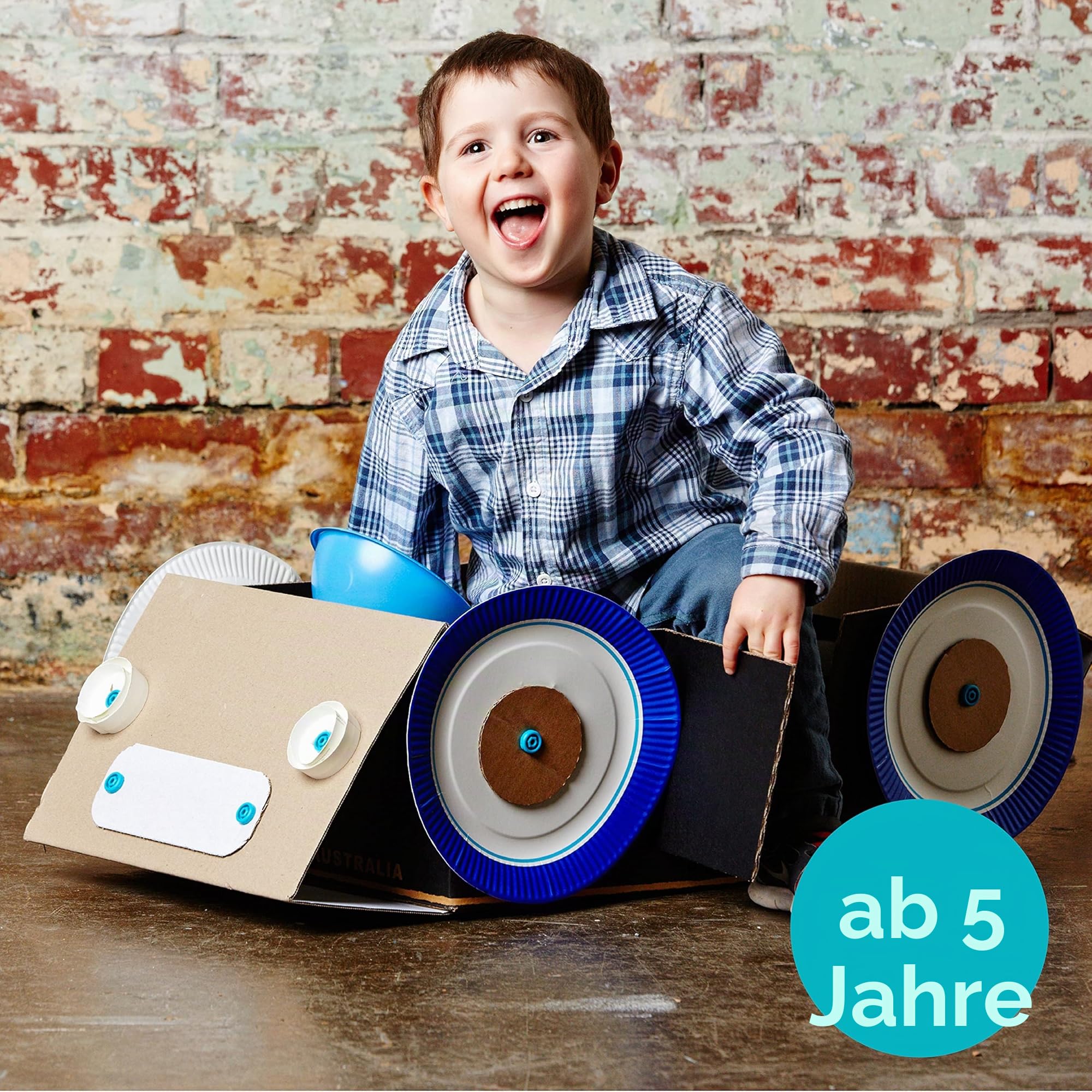 Makedo Explore | Werkzeugset aus recycelter Pappe im kleinen Werkzeugkasten (50 Teile) | STEM- und STEAM-Lernspielzeug für Zuhause und Schule