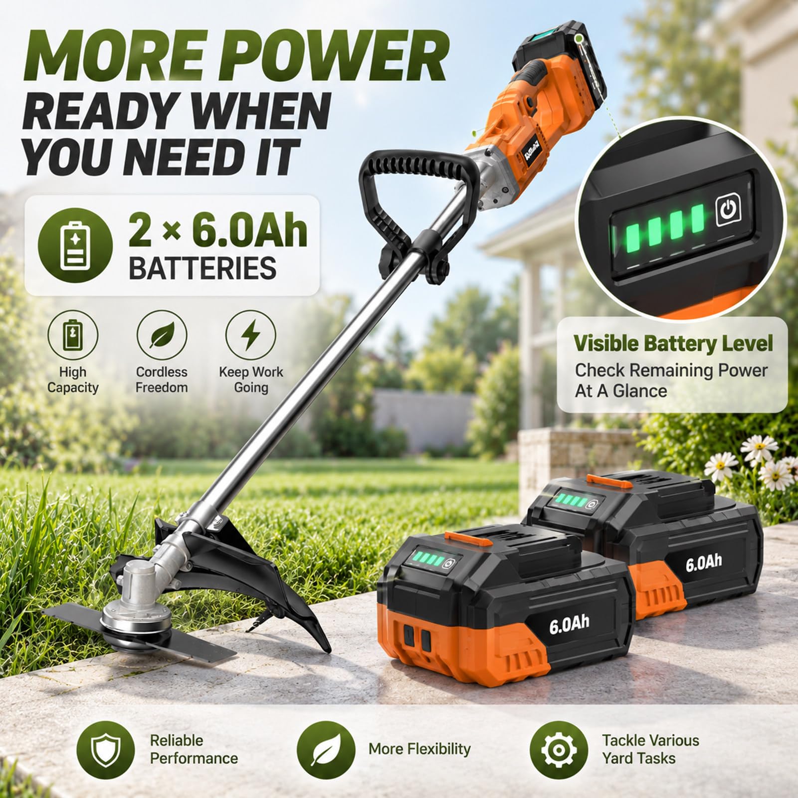 21V Decespugliatore a Batteria con 1100W Motore Brushless