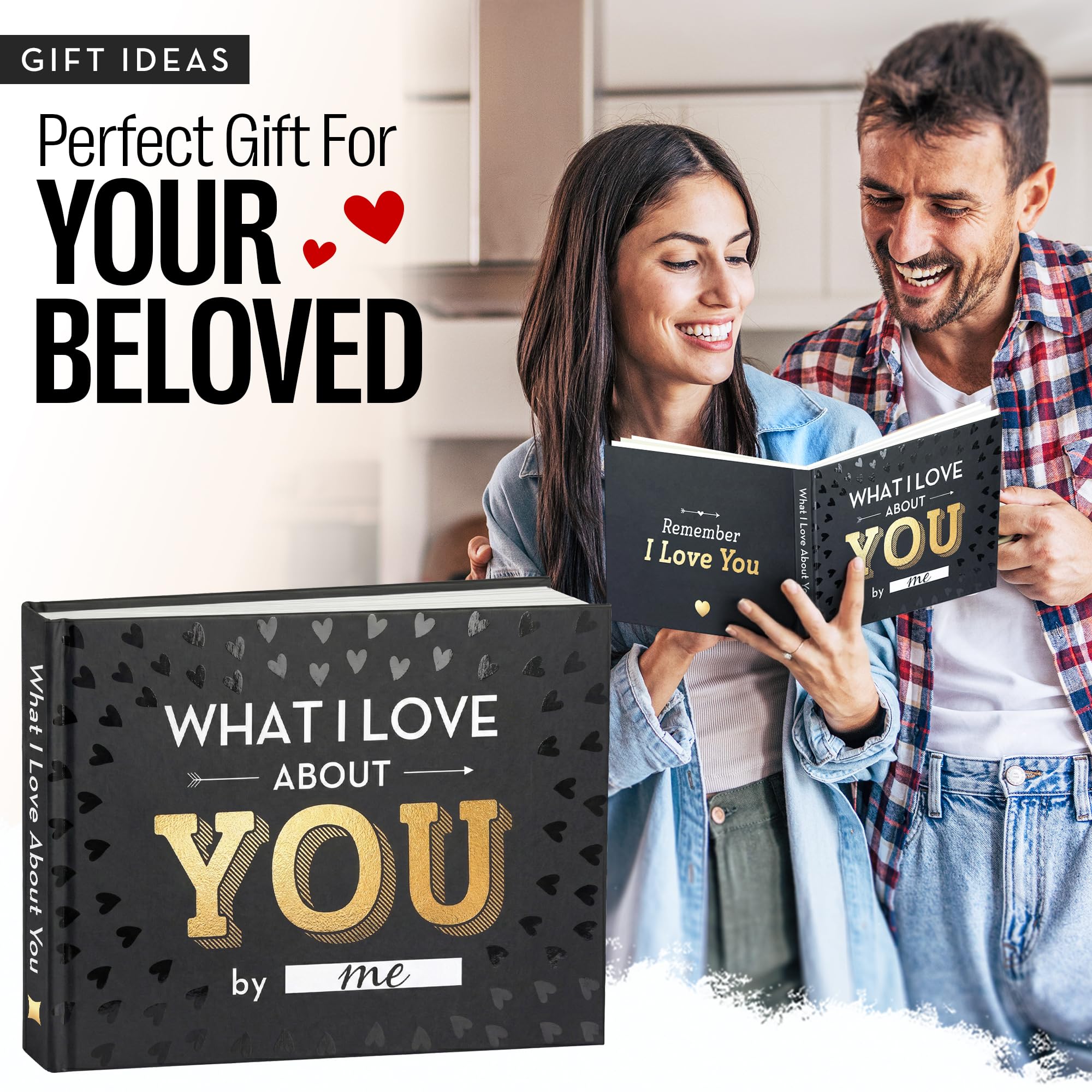 Książka What I Love about You - Prezenty walentynkowe dla niego, dla niej - wypełnij pustą książkę dla mężczyzn, chłopaka, męża, kobiet, dziewczyny, żony, niego, dla niej - prezenty dla par na