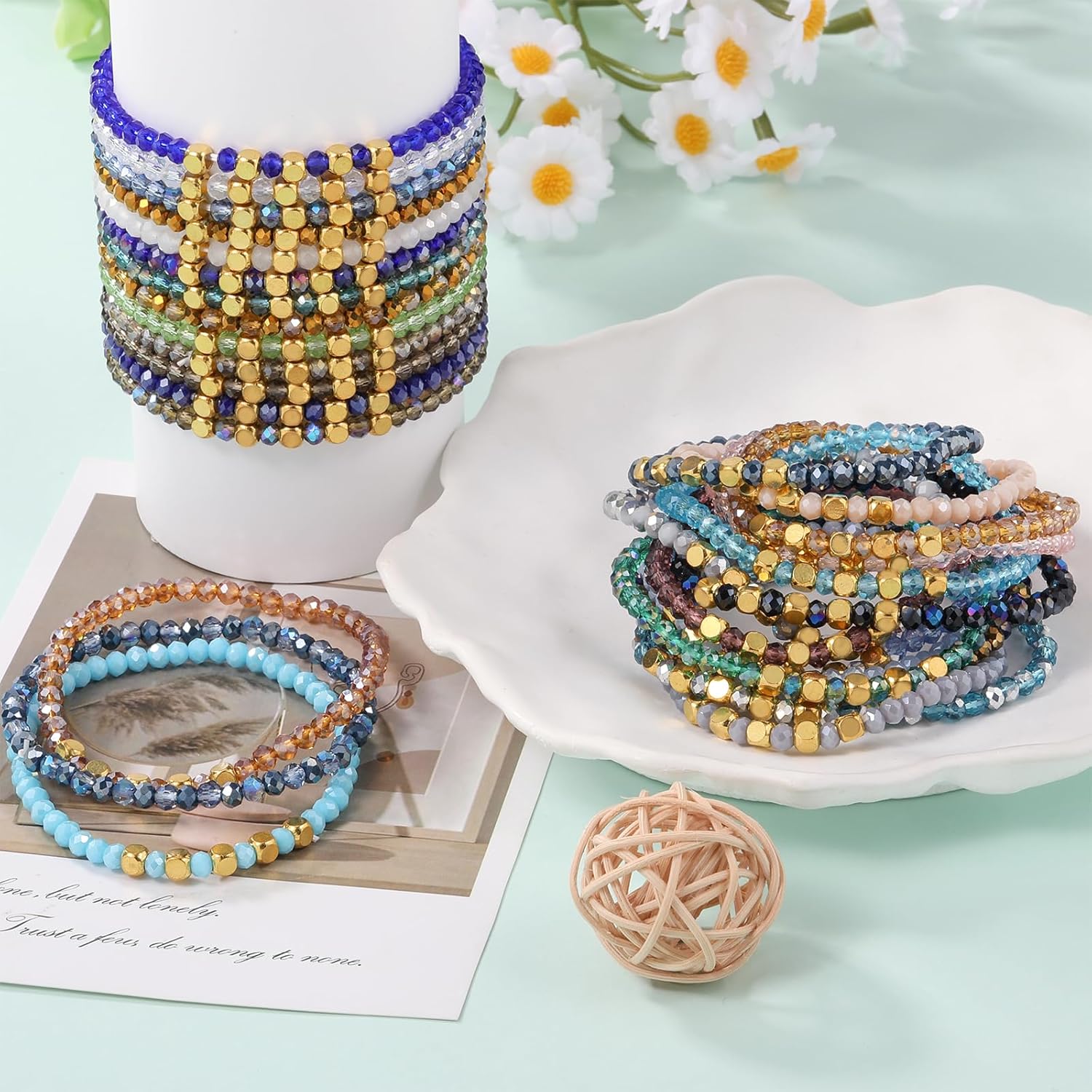 Ornaland 30 Pcs Beaded Bracelets Surfer Stretch Bracelets Set Colorful Glass Beads Bracelets Stackable Boho Bracelets Beach Friendship Bracelets Wrist Jewelry for Women - Image 3