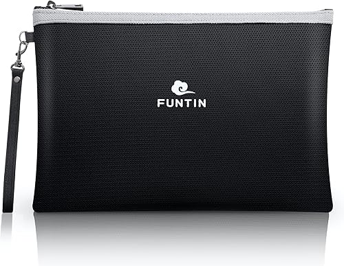 Funtin Bolsa ignífuga para documentos 134 x 98 pulgadas 2000 F 2000 F bolsa impermeable para dinero en efectivo certificado de pasaporte archivo