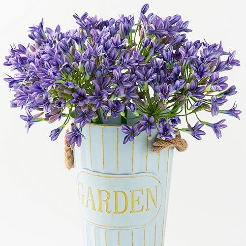 Miniatura 8 de TOPIA Agapanthus - Agapanthus artificial de agapanthus artificial de agapanto, lirio afreciano sintético, tallo de flores de Agapanthus (6 piezas)