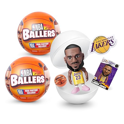 5 Surprise NBA Ballers Series 1 (2 Pack) Toy Mystery Capsule Figurine by ZURU for Kids, Teens, Adults- Players Like Luka Dončić, LaMelo Ball, Jayson Tatum, James Harden and Kevin Durant