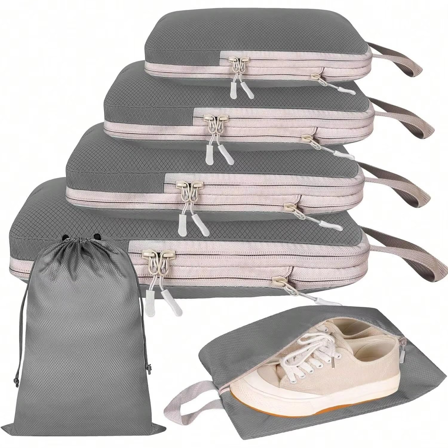 Bolsas viaje organizador Set de 4/6 uds., bolsa almacenamiento viaje compresible, cubos, Maleta impermeable, portátil nailon con bolso, organizador equipaje Ryanai(Color6)