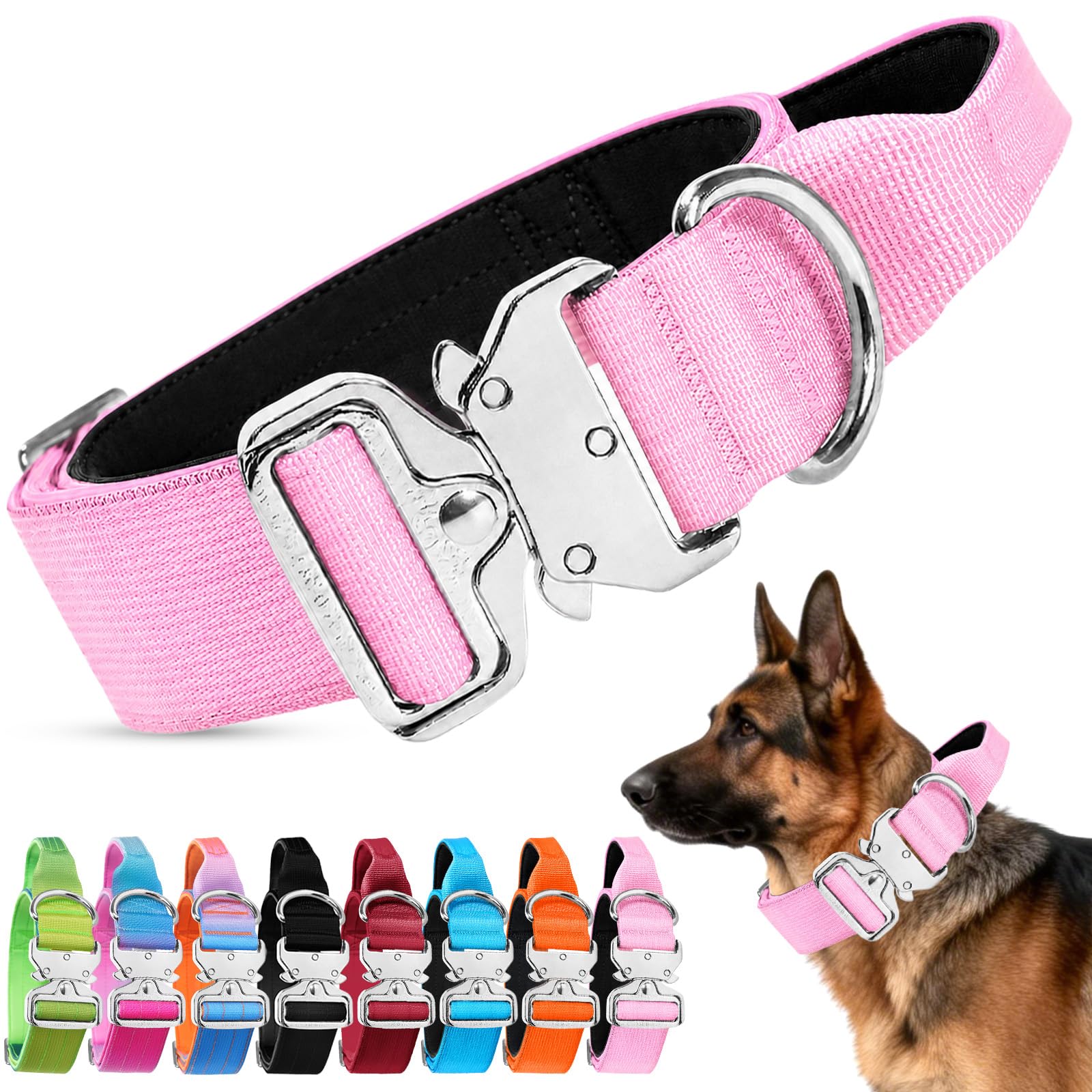 Ledeak Tactical Heavy Duty Dog Collar with Handle for Medium and Large Dogs