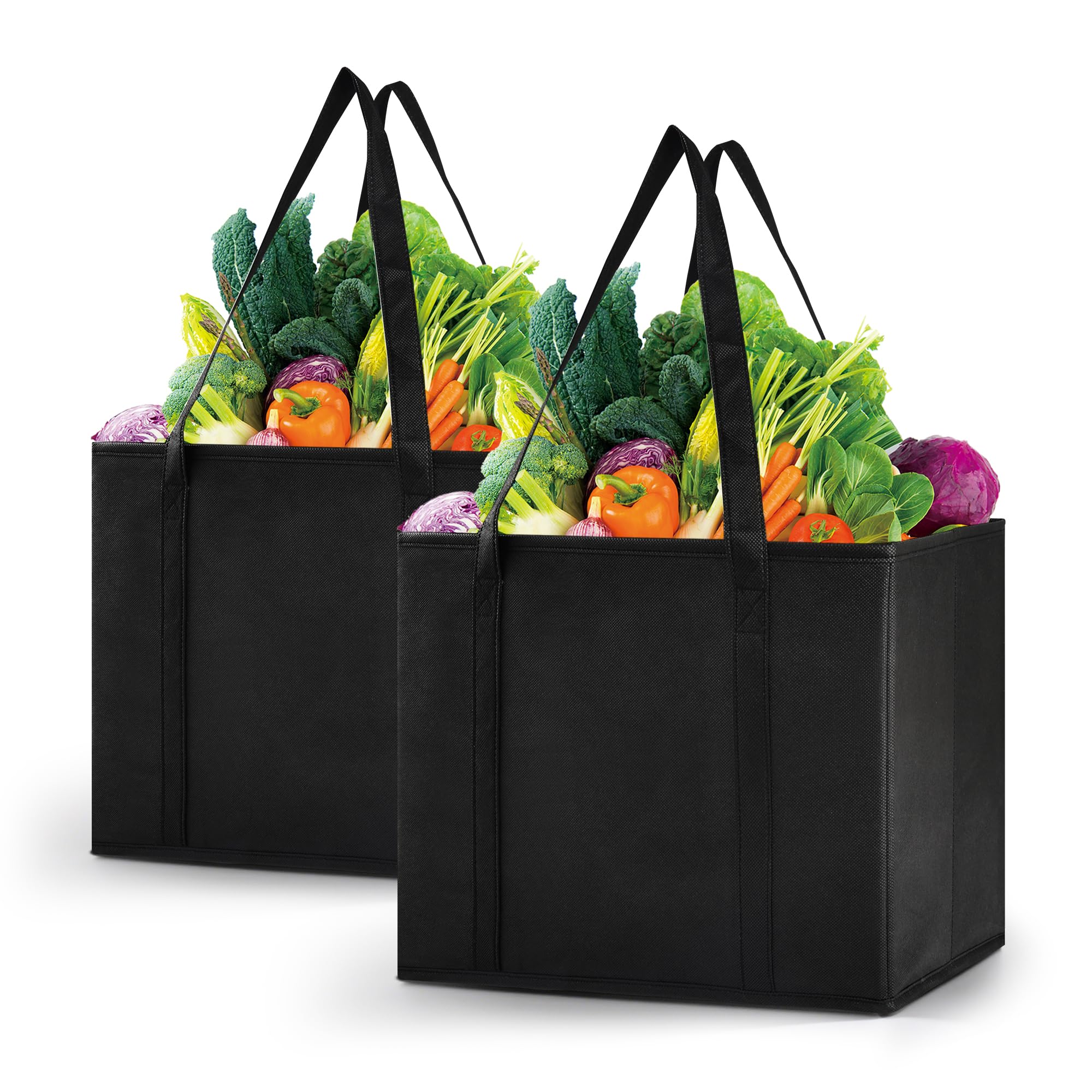 Reusable Grocery Bags, Folding Shopping Bags with reinforced Bottom & Handles, Heavy Duty Reusable Bags for Groceries