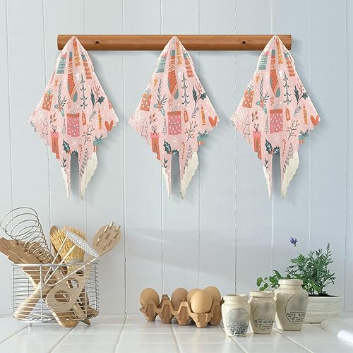 Miniatura 5 de KLL Christmas Cute Pattern Microfiber Dish Towels for Kitchen Reusable Dish Tea Towels Hand Towels Kitchen Kitchen Towels Absorbent Cotton