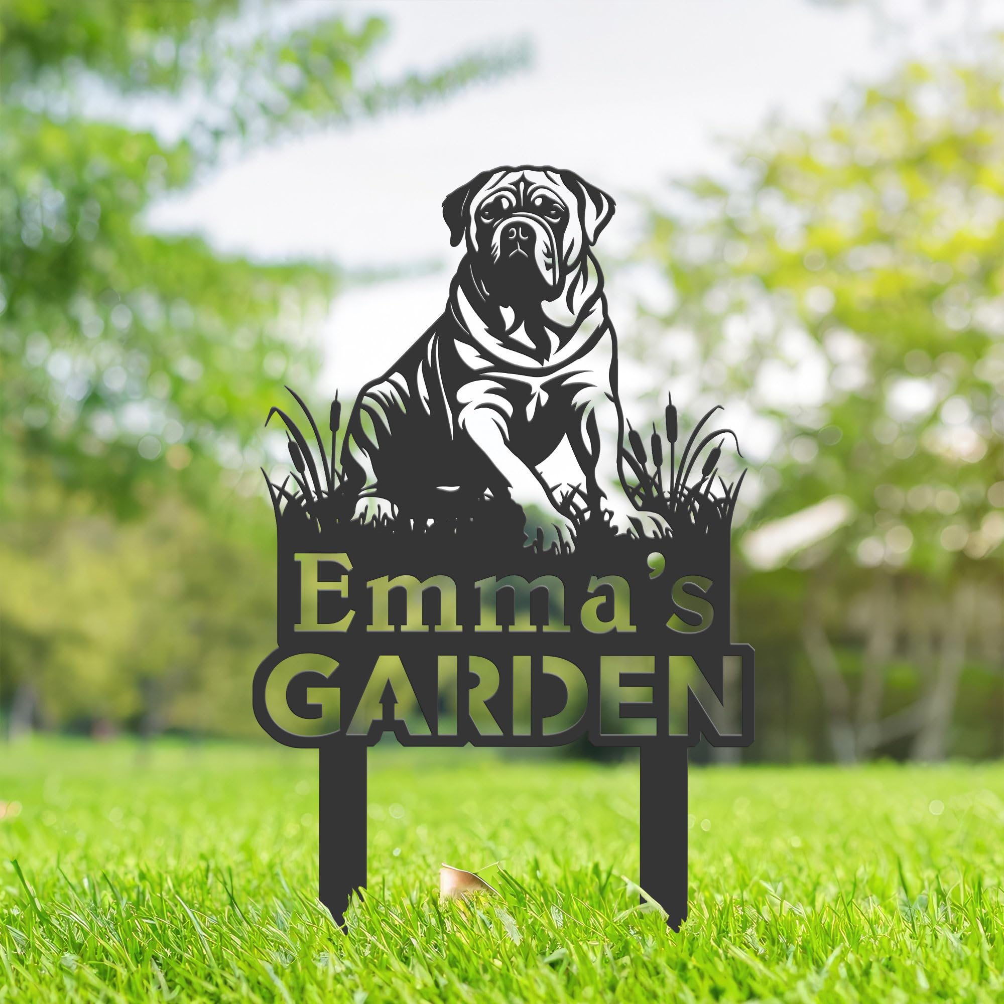 Personalised Dogue De Bordeaux Dog Metal Garden Sign, Dog Memorial Plaque, Pet Tombstones for Grave, Dog Remembrance Gifts, Pet Name Plaque, Custom Yard Sign With Stake, Outdoor Garden Decor