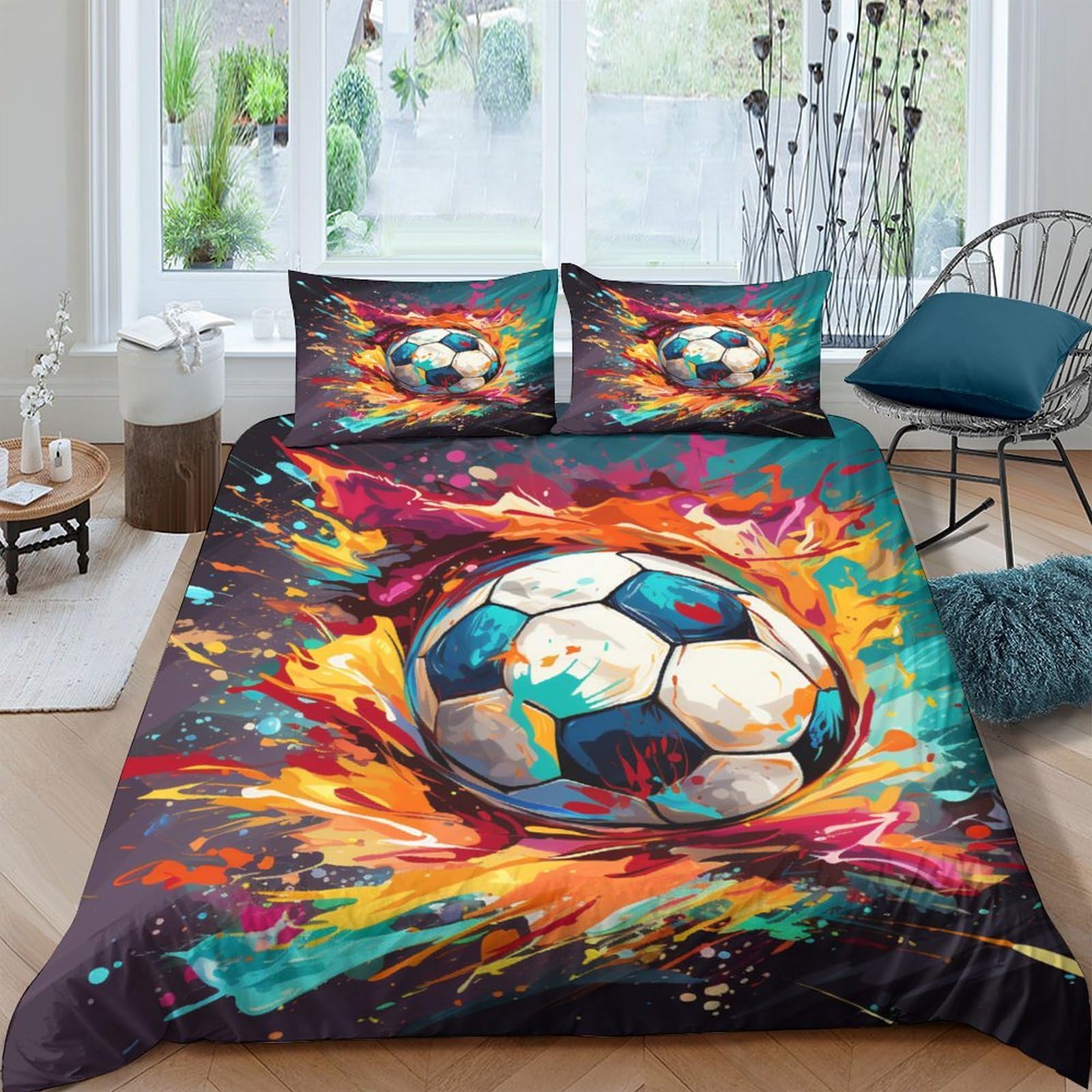 Sets de housses de couettes football microfibre respirante anti-transpiration