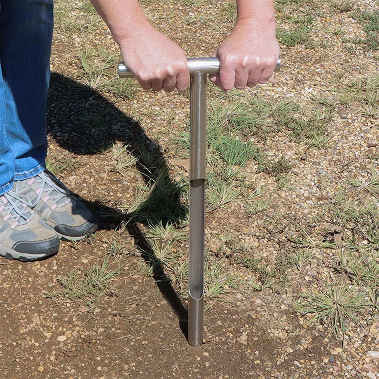 Sonde de Prélèvement de Sol Portable, Poignée en T en Acier Inoxydable, 30 cm