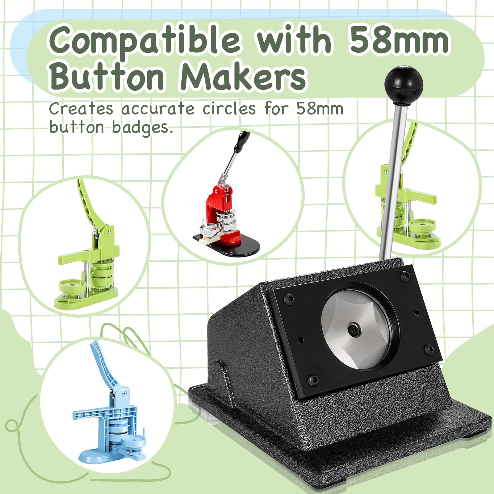Troquel de 58 mm con punzón redondo de 69,5 mm, cortador circular resistente para cartón, fotos y láminas, para hacer botones, álbumes de recortes y proyectos de manualidades
