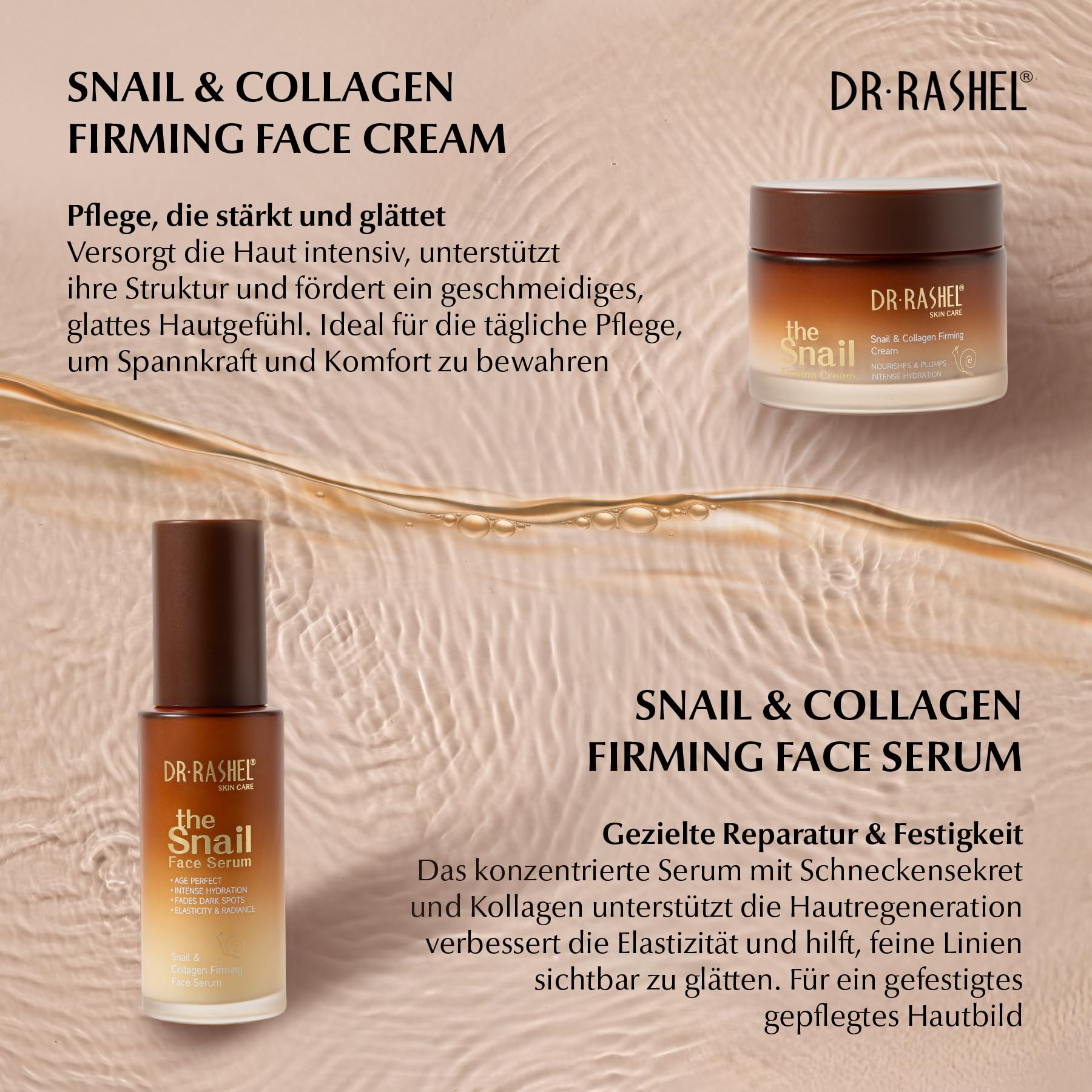 Gesichtspflege Set mit Snail Mucin & Kollagen - Schneckenschleim Gesicht Serum, Augenserum, Tages & Nachtcreme, 10x Tuchmaske, Gesichtsreinigung, Toner, Sonnencreme SPF 50 - Anti-Aging, glatte Haut