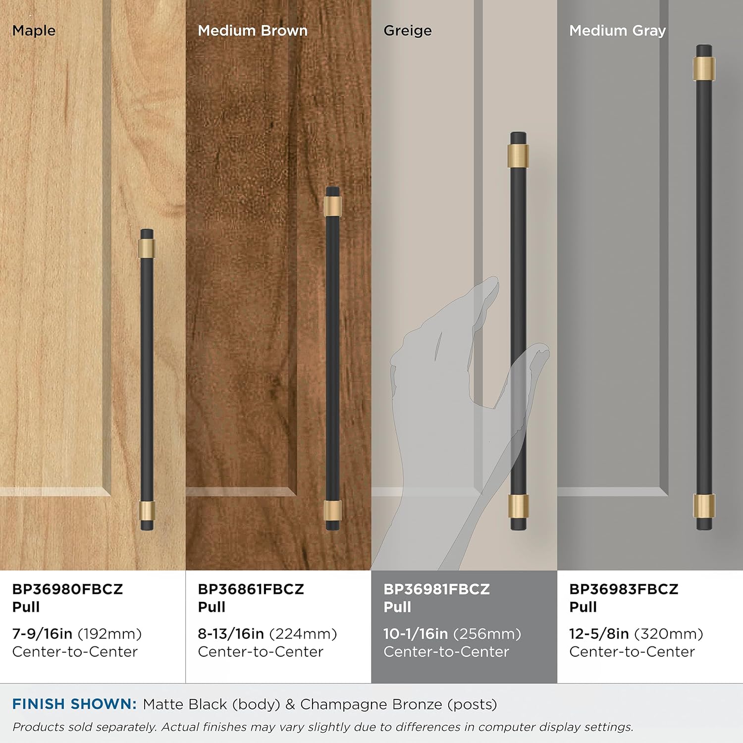 Amerock Mergence 10-1/16 inch (256mm) Center-to-Center Matte Black/Champagne Bronze Cabinet Pull, BP36981FBCZ