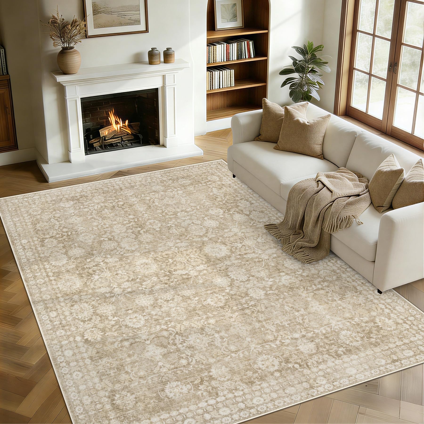 losbulake 6x9 Vintage Floral Rug Brown