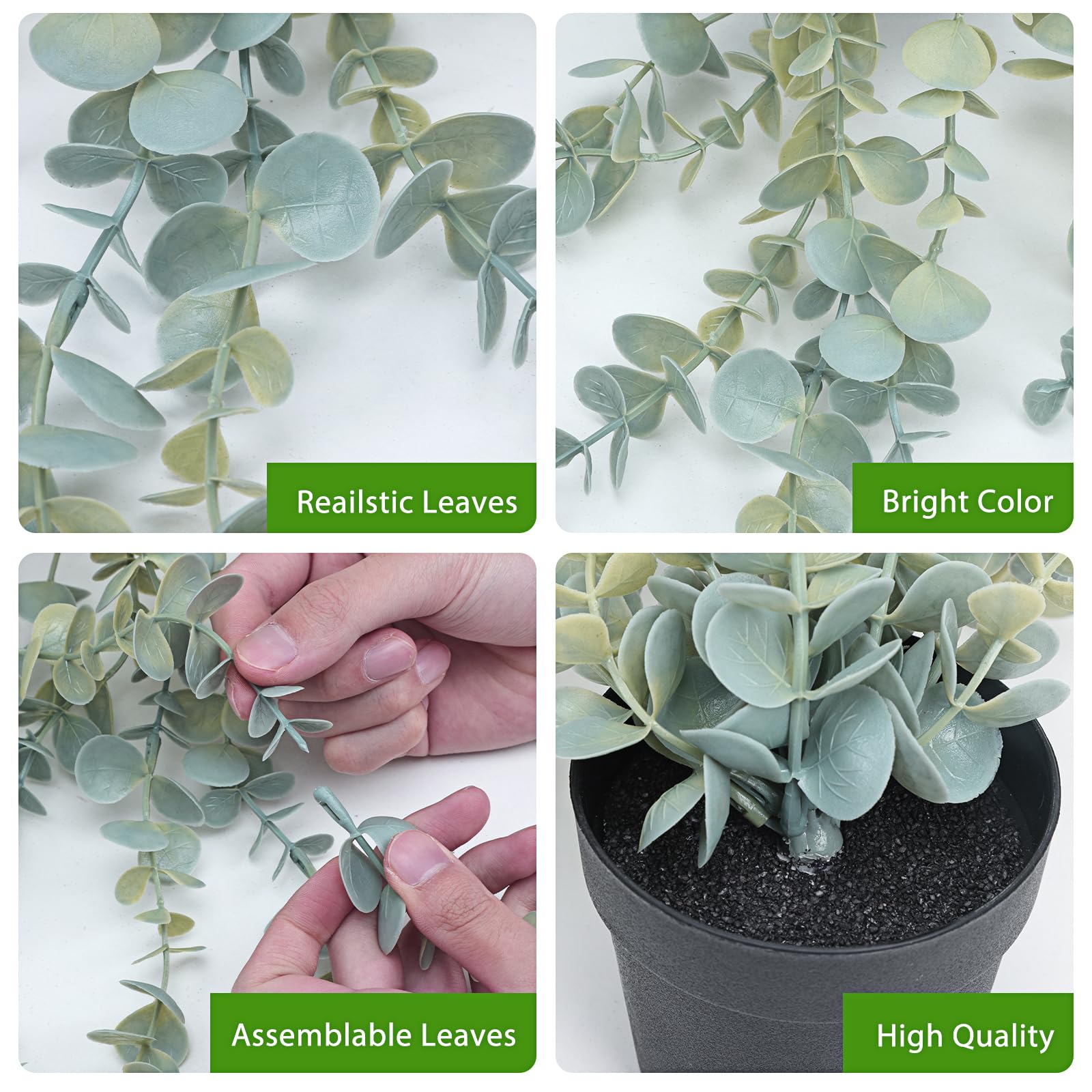 COCOBOO 1pcs Artificial Hanging Plants, Fake Potted Eucalyptus Faux Hanging Plant for Wall Room Home Indoor Outdoor Shelf Decor Product Image 3